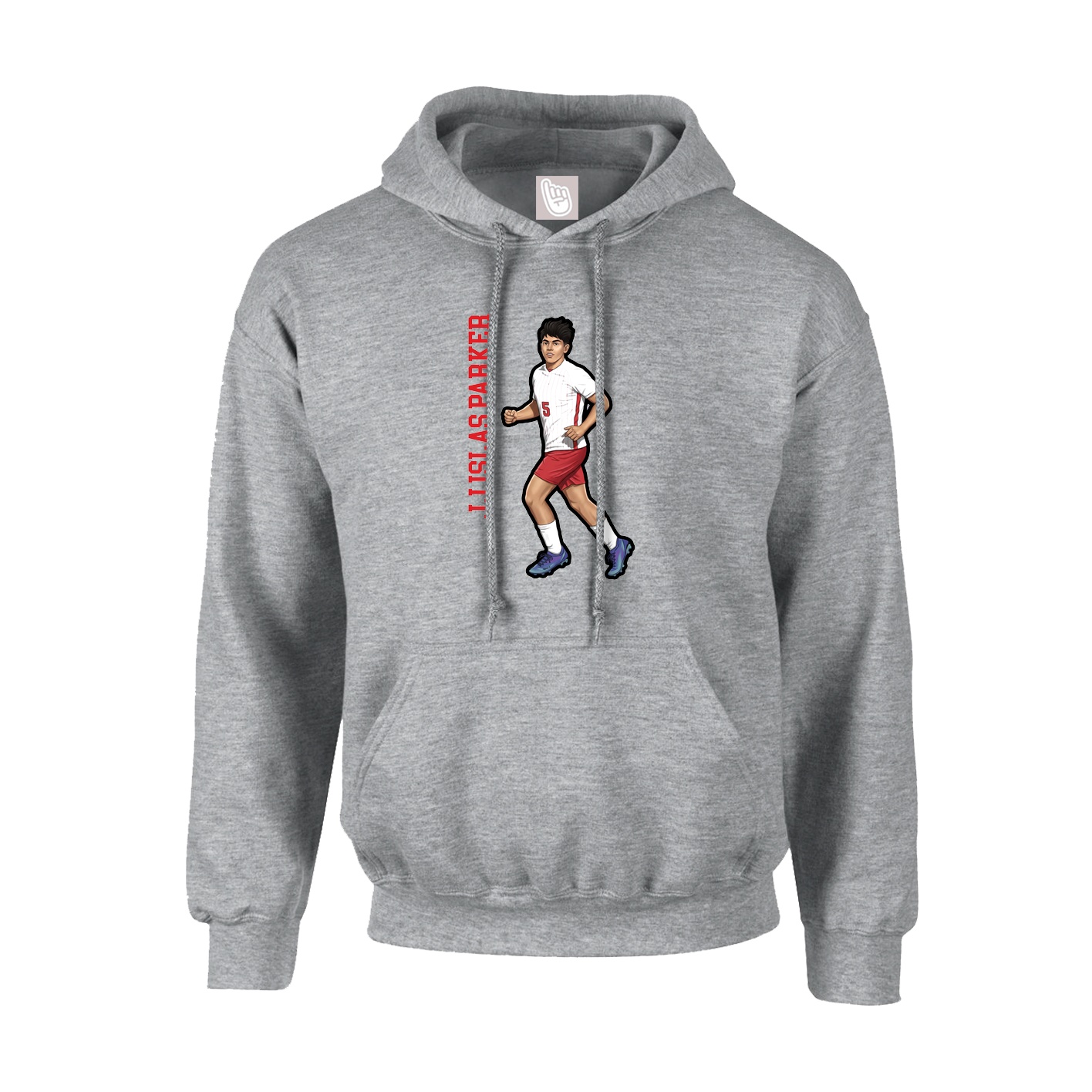Youth Hoodie — Name Vertical in Grey