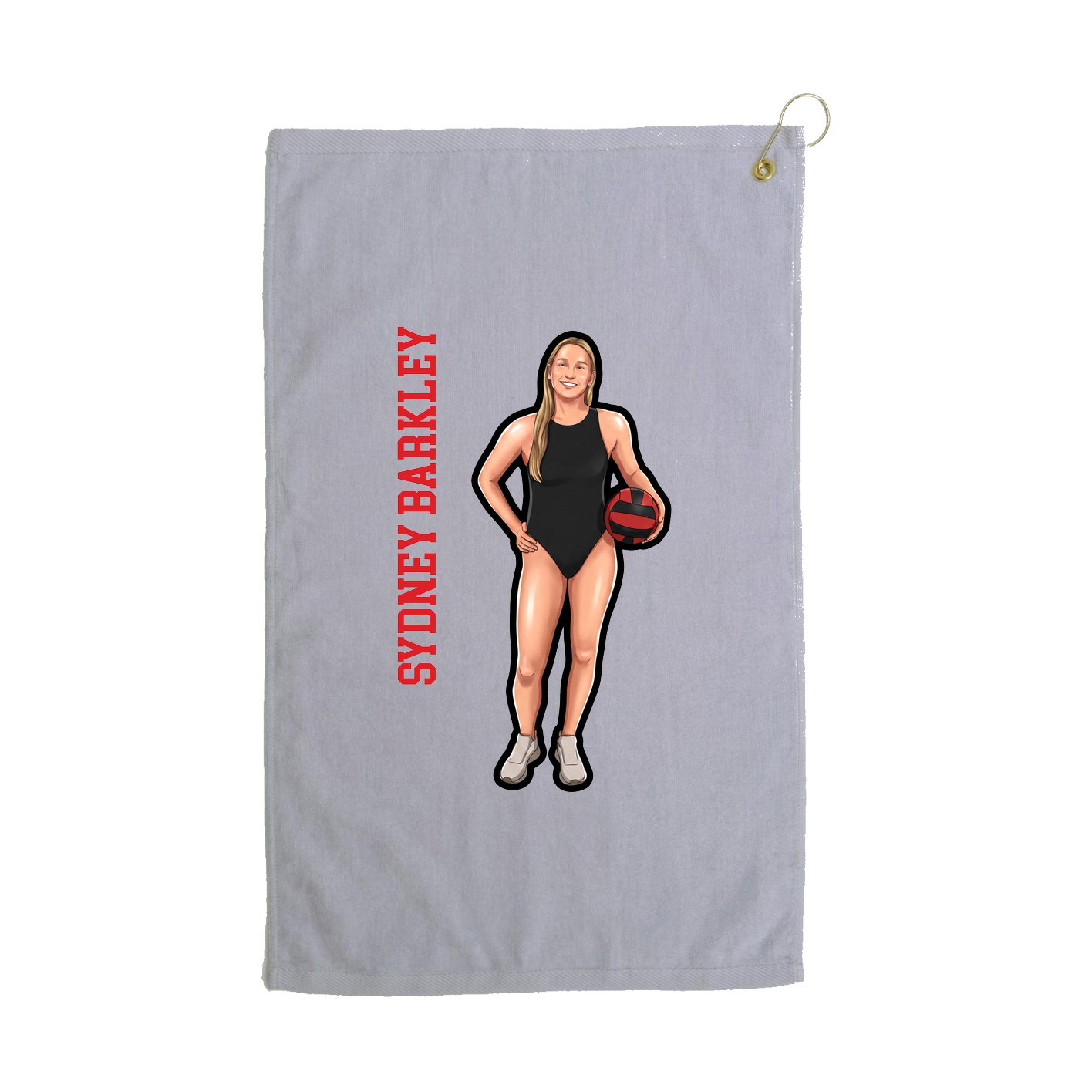 Golf Towel — Name Vertical in Grey