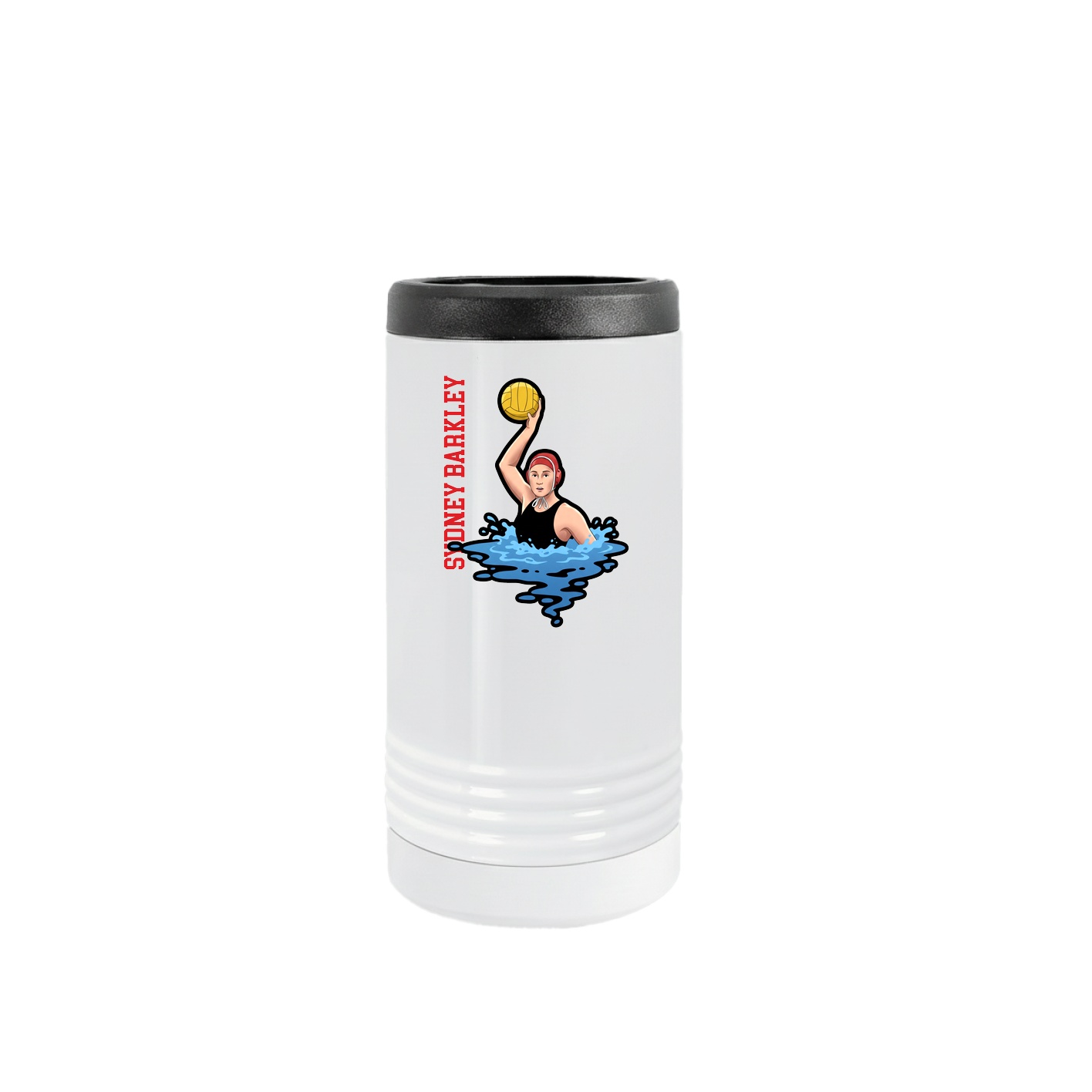 Slim Beverage Holder — Name Vertical in White