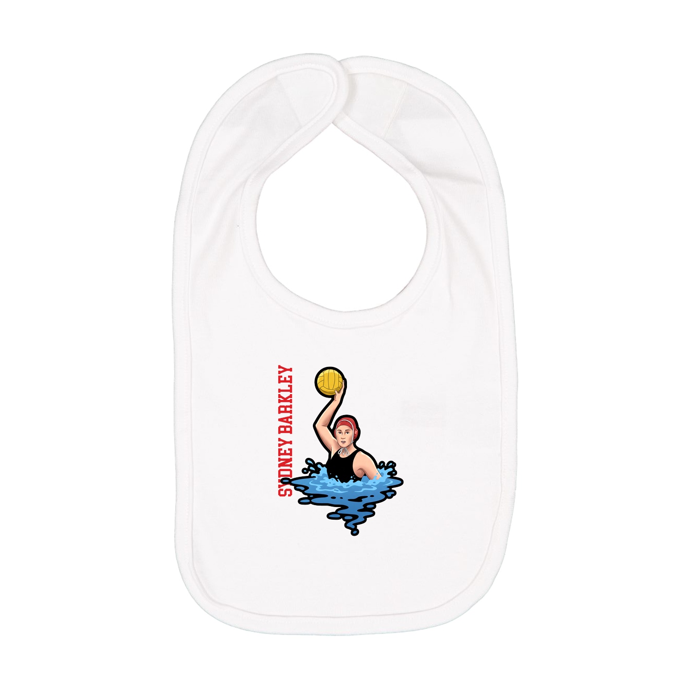 Infant Bib — Name Vertical in White