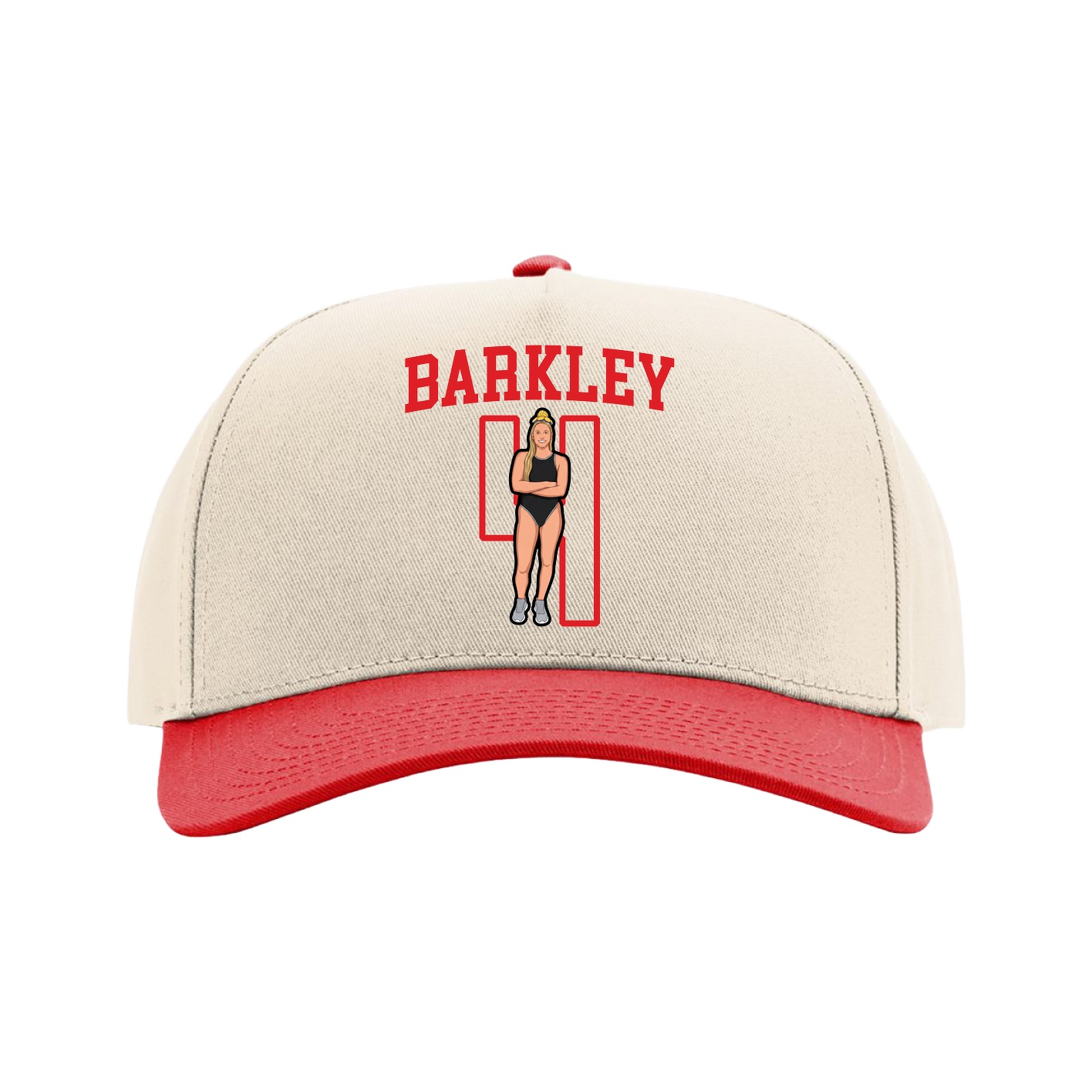 Full Fabric Five-Panel Champ Cap — Shirsey in Cream/Red