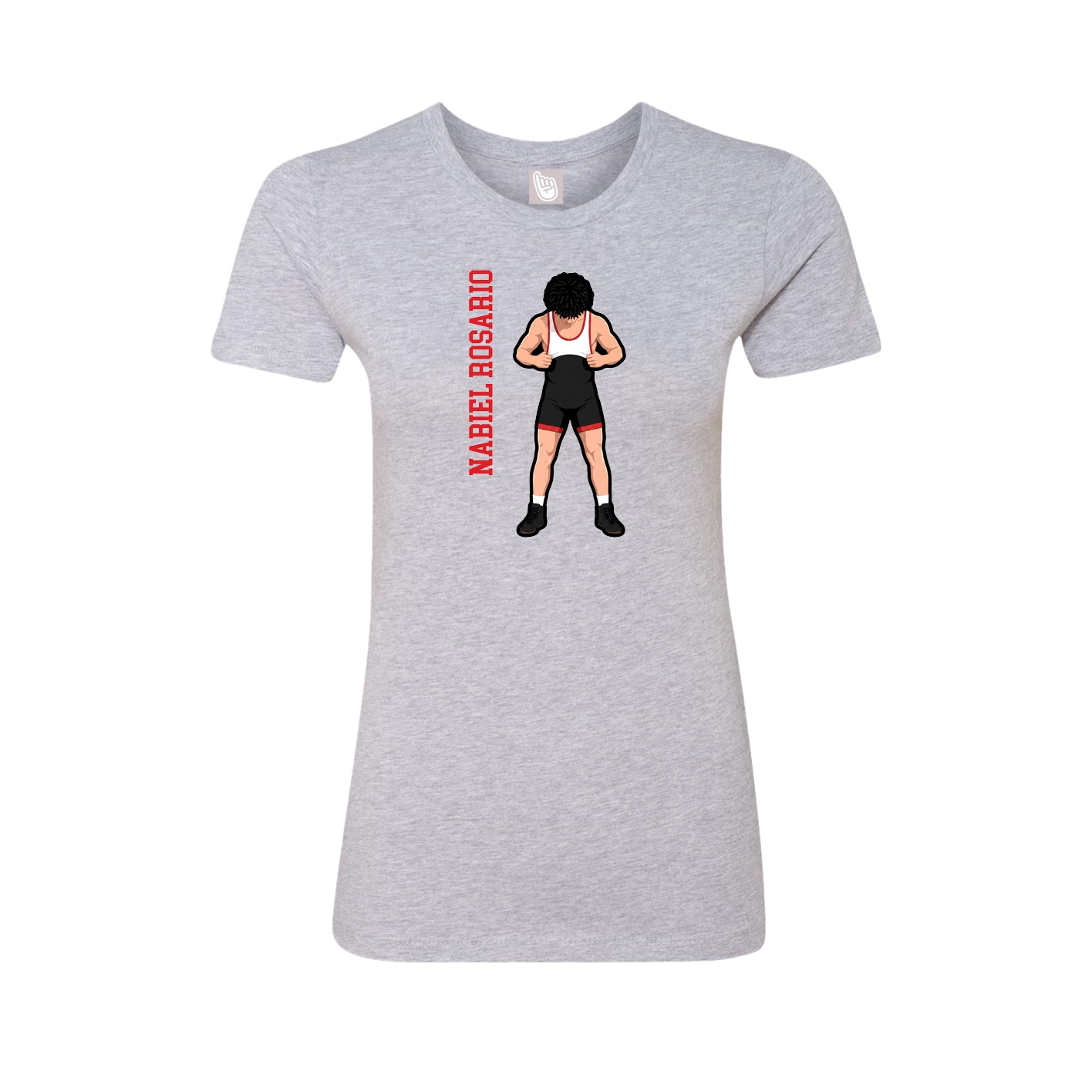 Womens Tee — Name Vertical in Grey