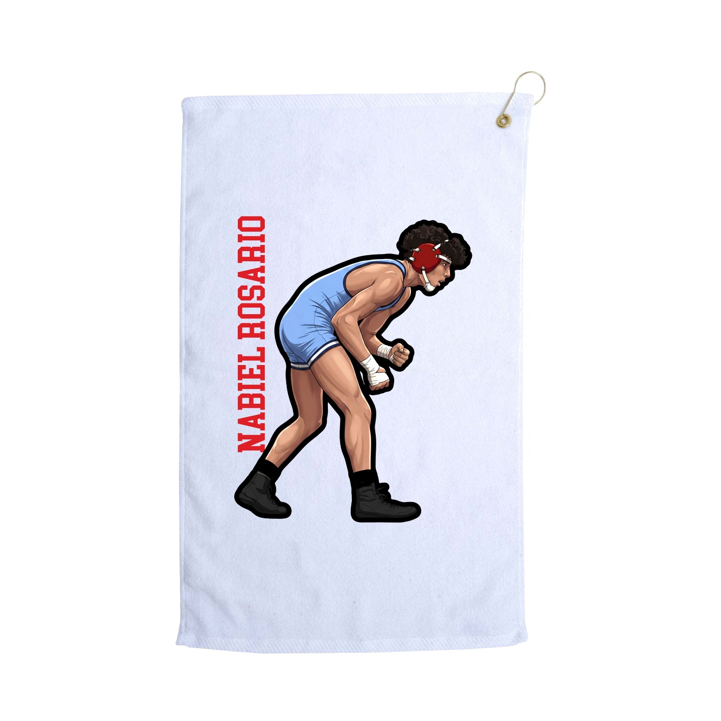 Golf Towel — Name Vertical in White
