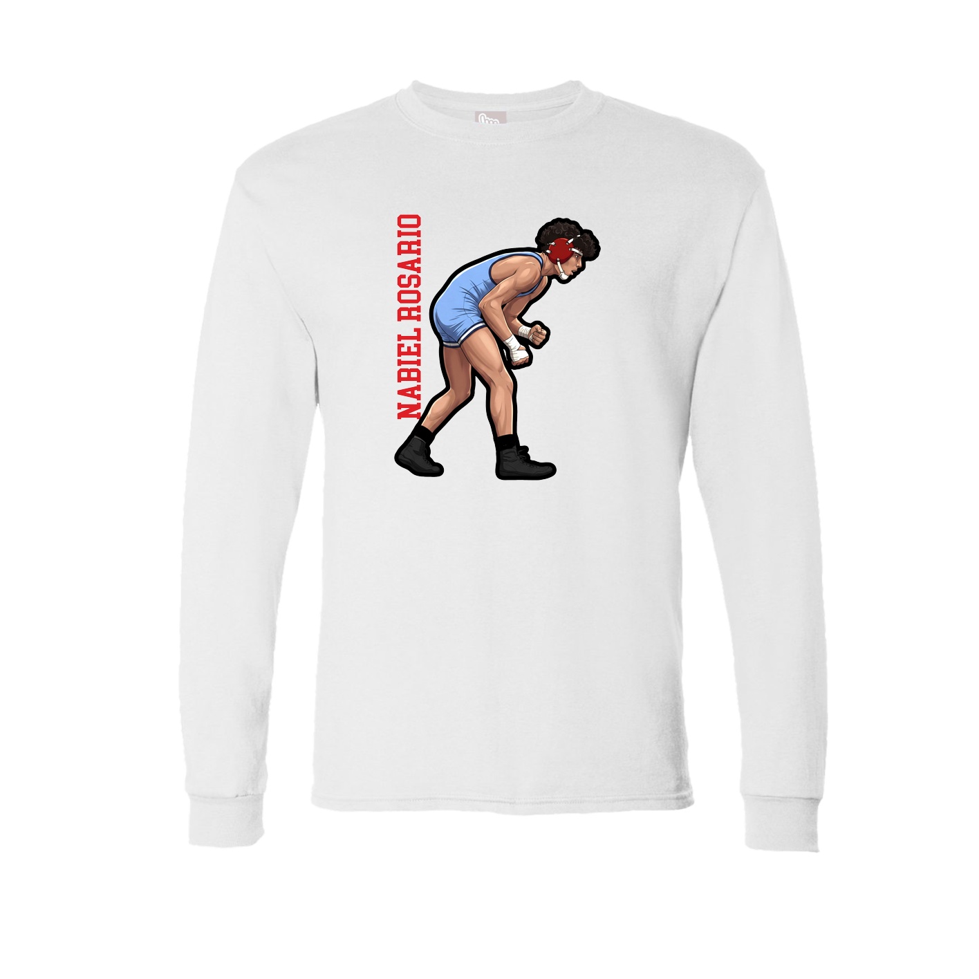 Long Sleeve Tee — Name Vertical in White