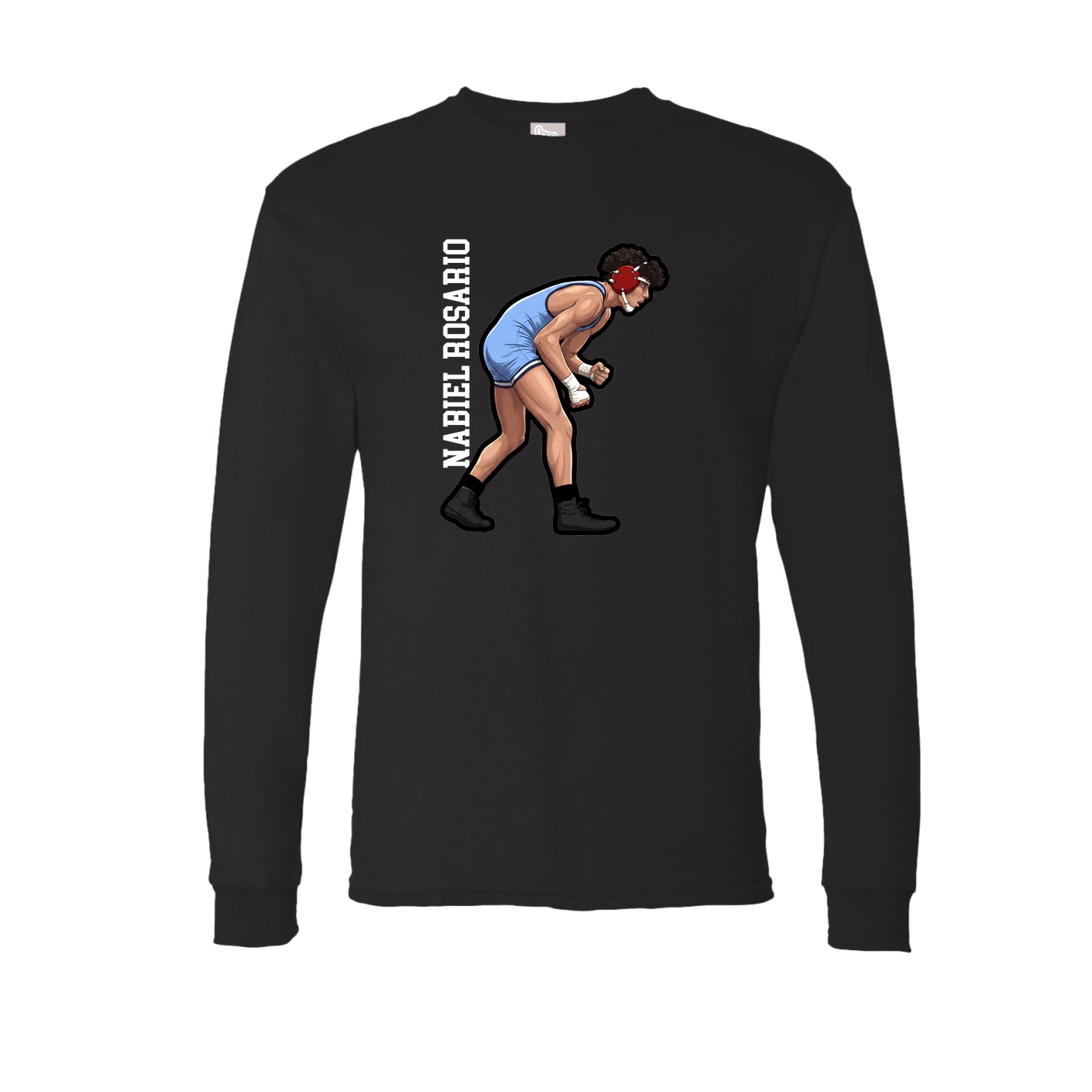 Long Sleeve Tee — Name Vertical in Black