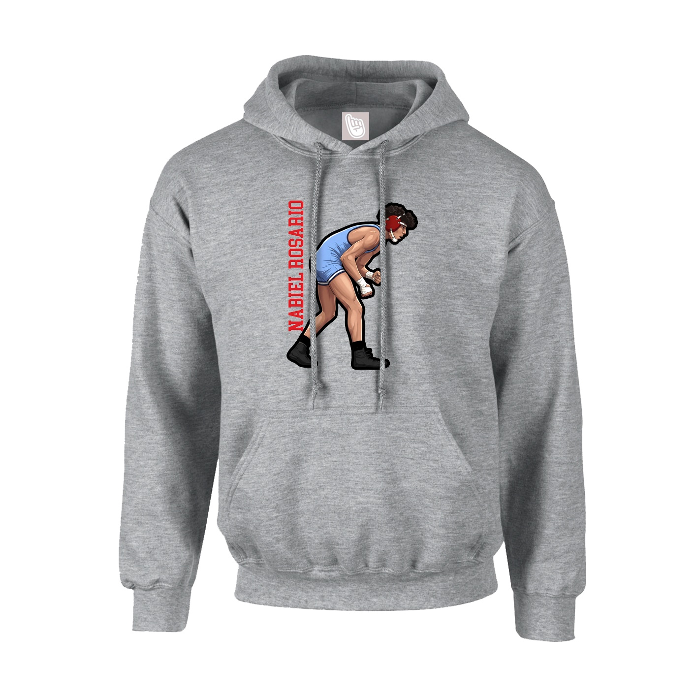Hoodie — Name Vertical in Grey