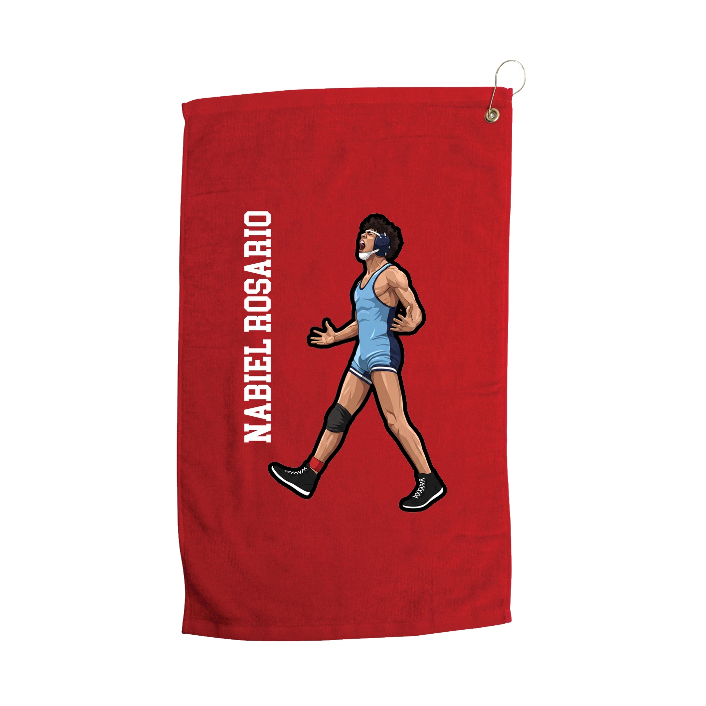 Golf Towel — Name Vertical in Red