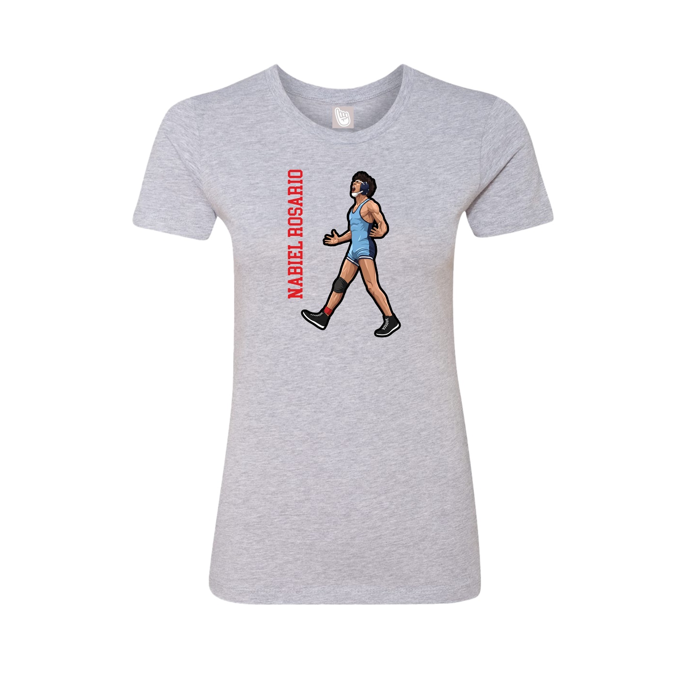 Womens Tee — Name Vertical in Grey