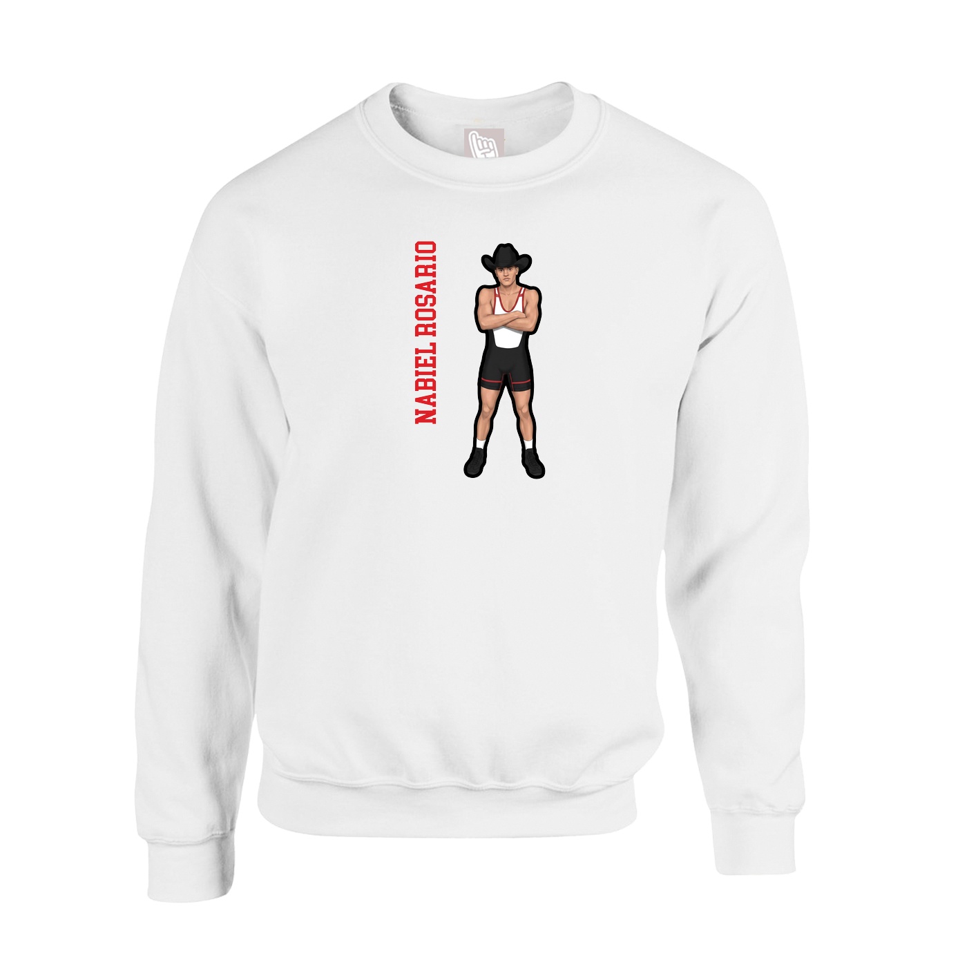 Fleece Crew — Name Vertical in White