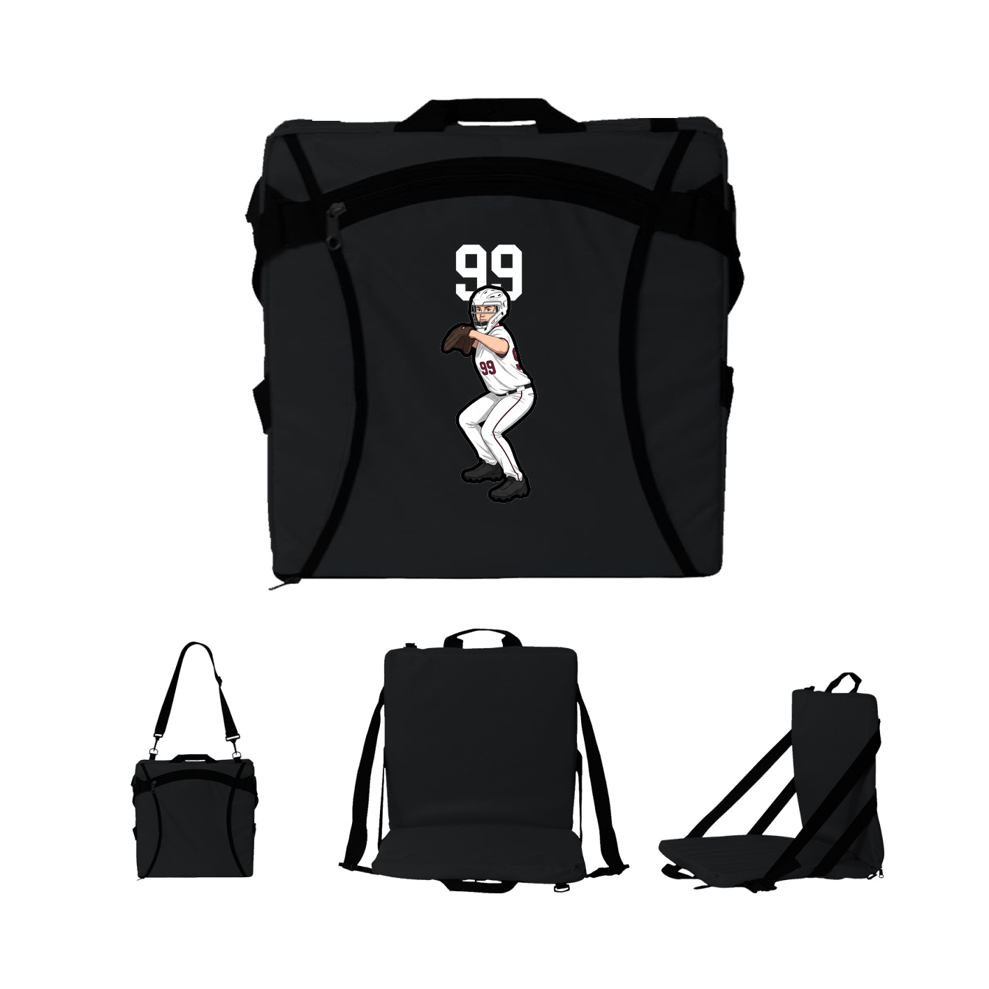 Folding Stadium Seat — Number Top in Black