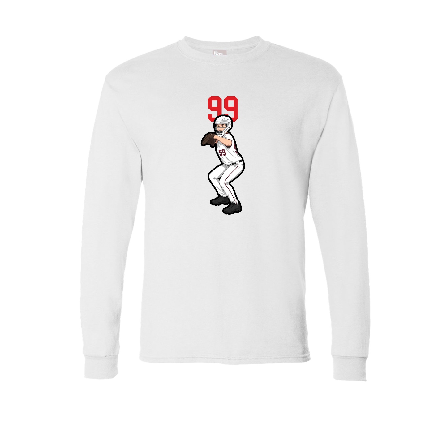 Long Sleeve Tee — Number Top in White