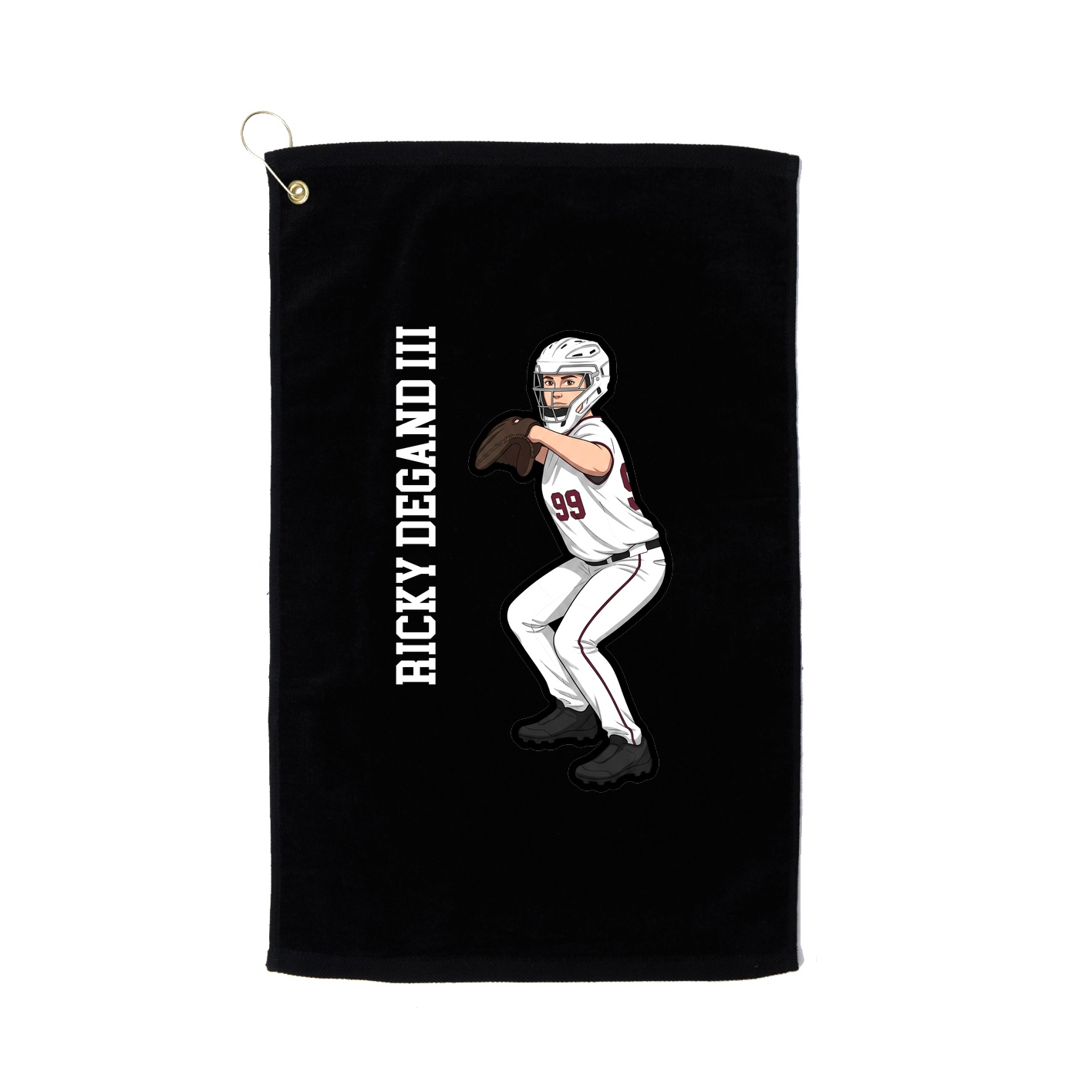 Golf Towel — Name Vertical in Black