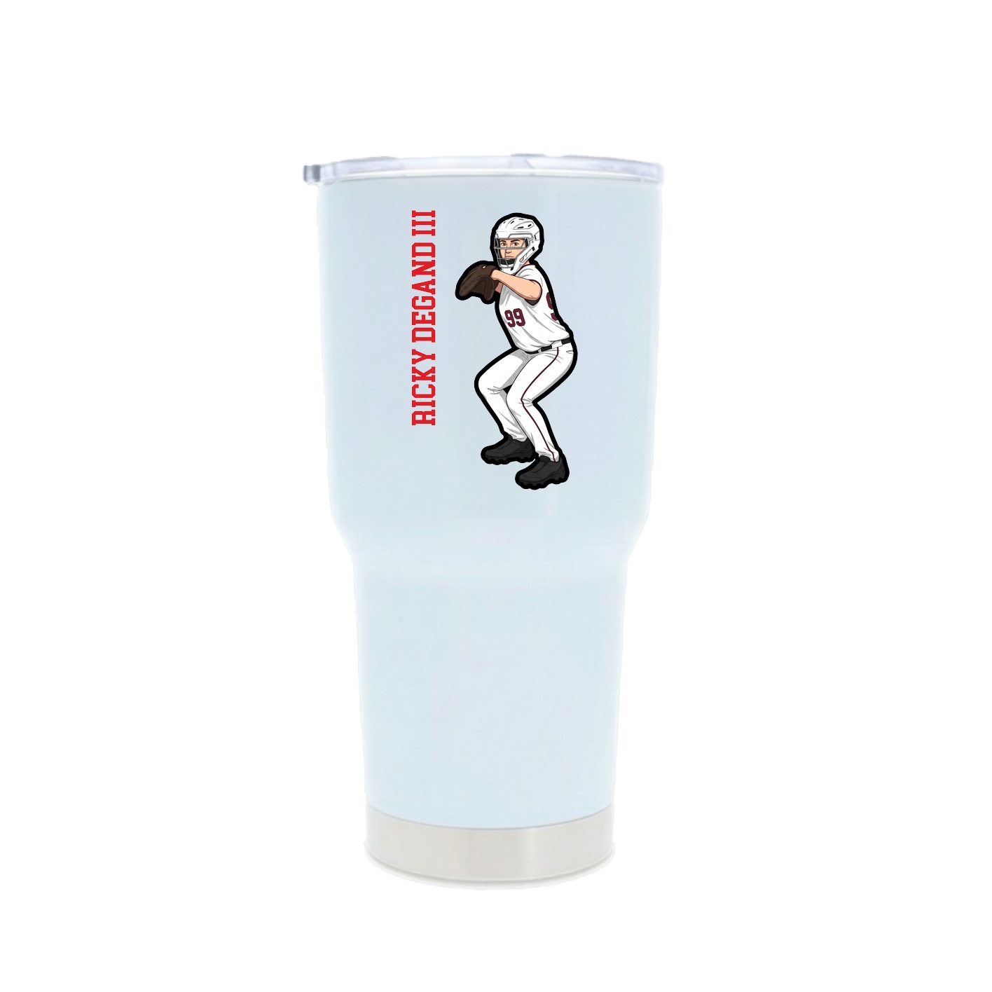 30oz Stainless Steel Tumbler — Name Vertical in White