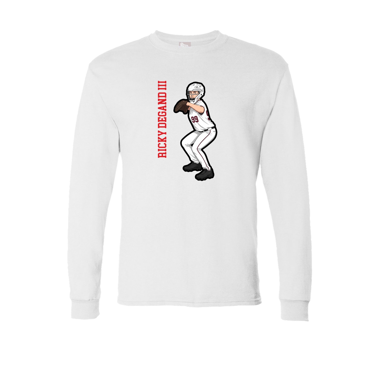 Long Sleeve Tee — Name Vertical in White