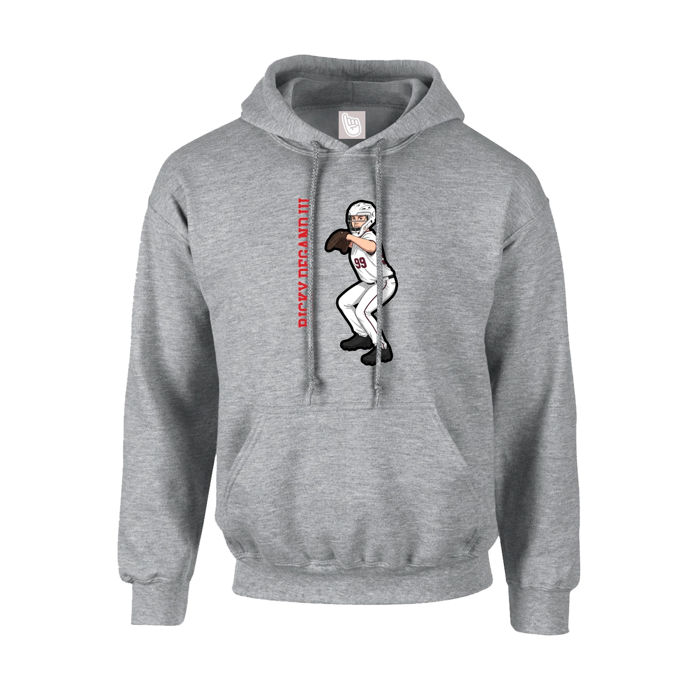 Hoodie — Name Vertical in Grey