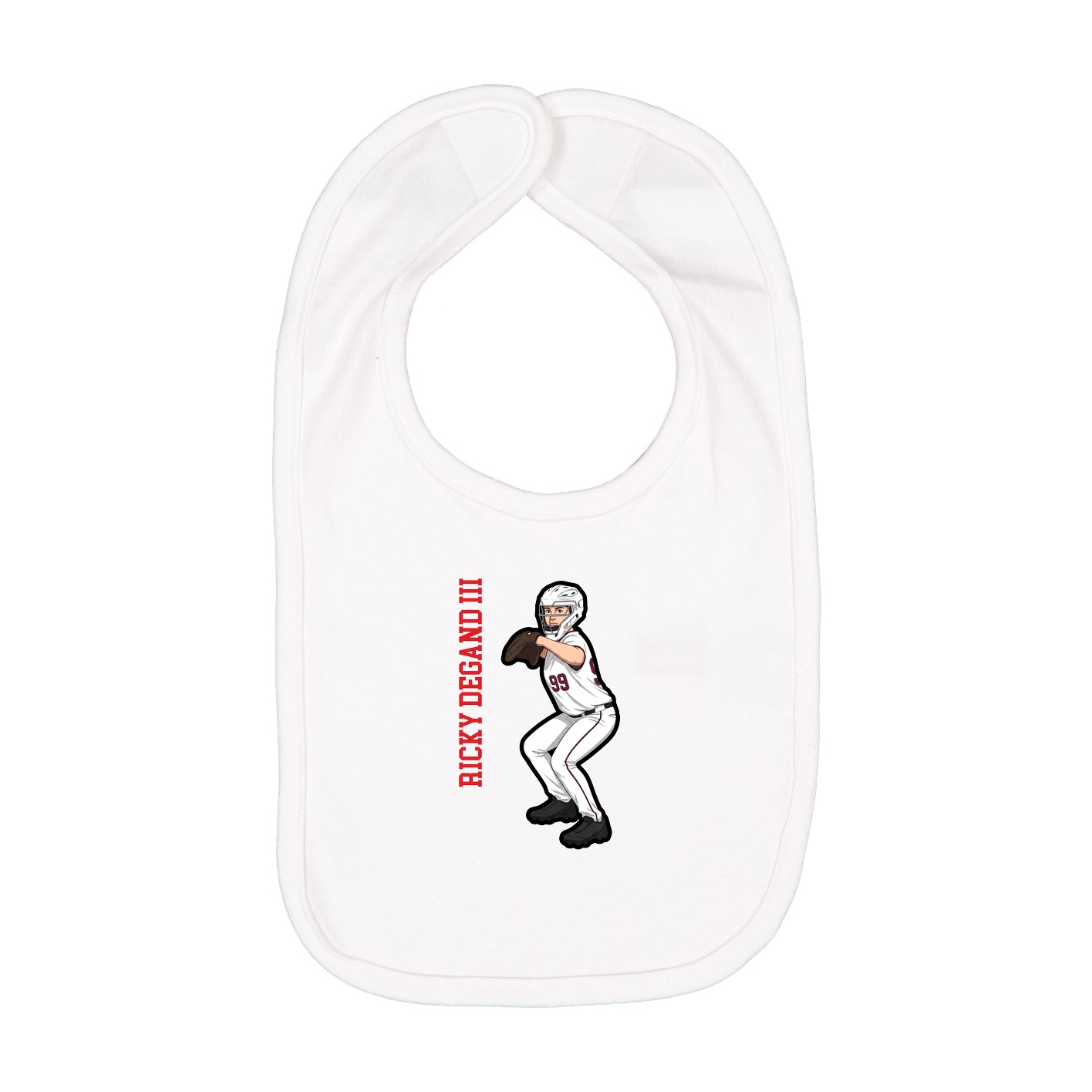 Infant Bib — Name Vertical in White