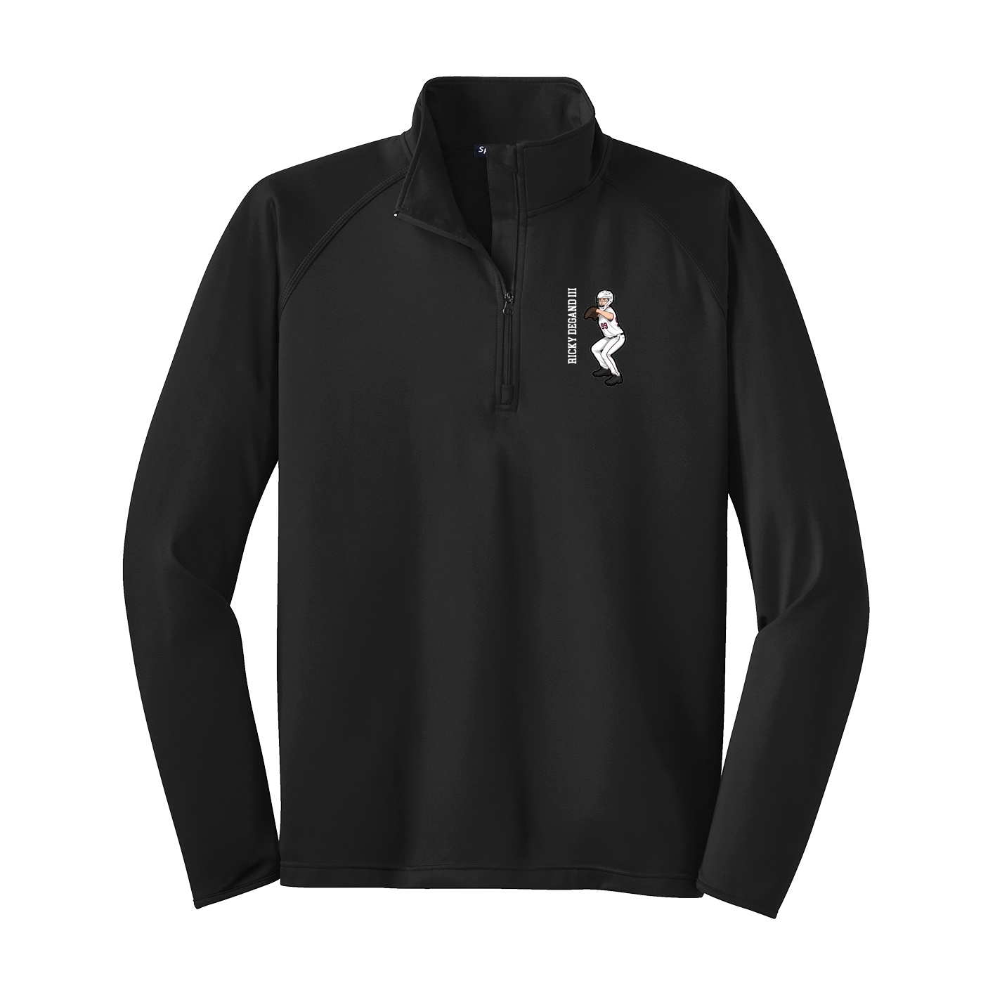 Q-Zip Pullover — Name Vertical in Black