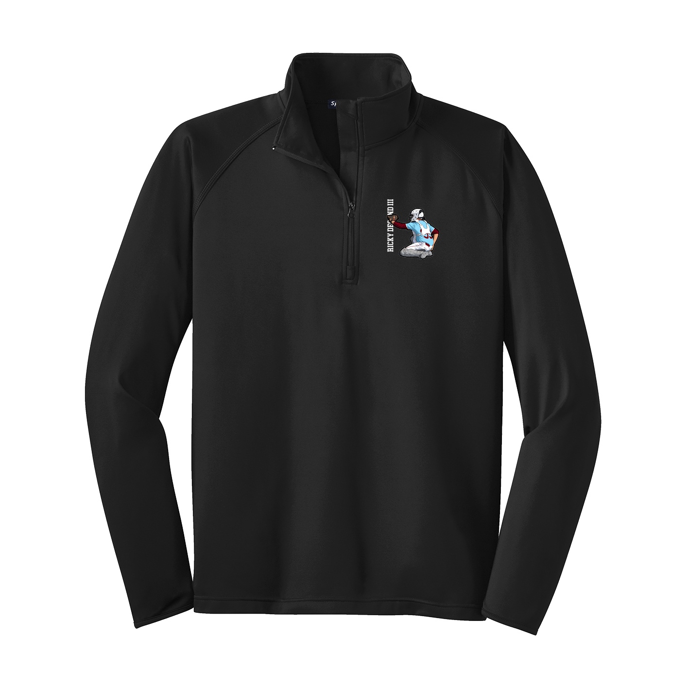 Q-Zip Pullover — Name Vertical in Black