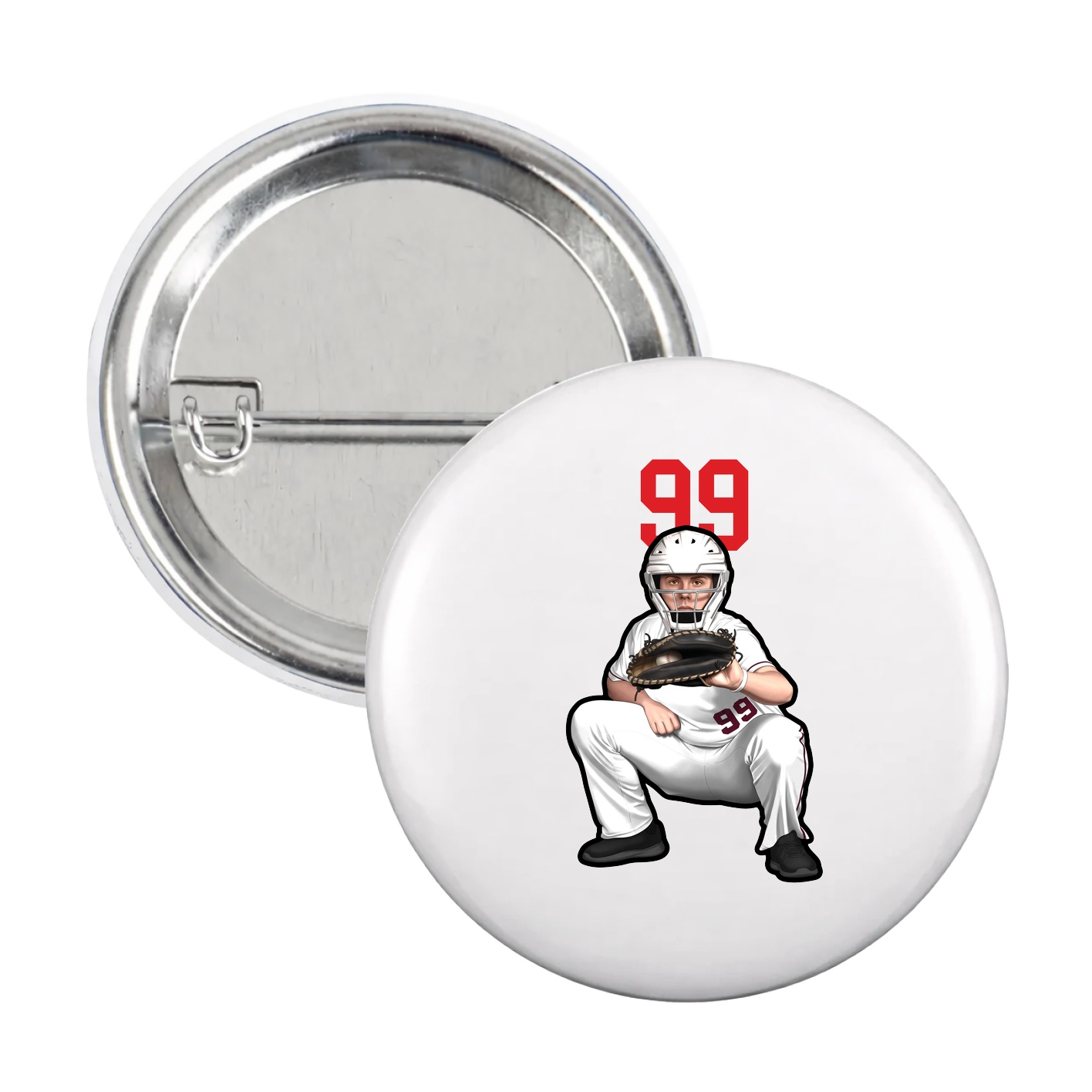 Game Day Button — Number Top in White