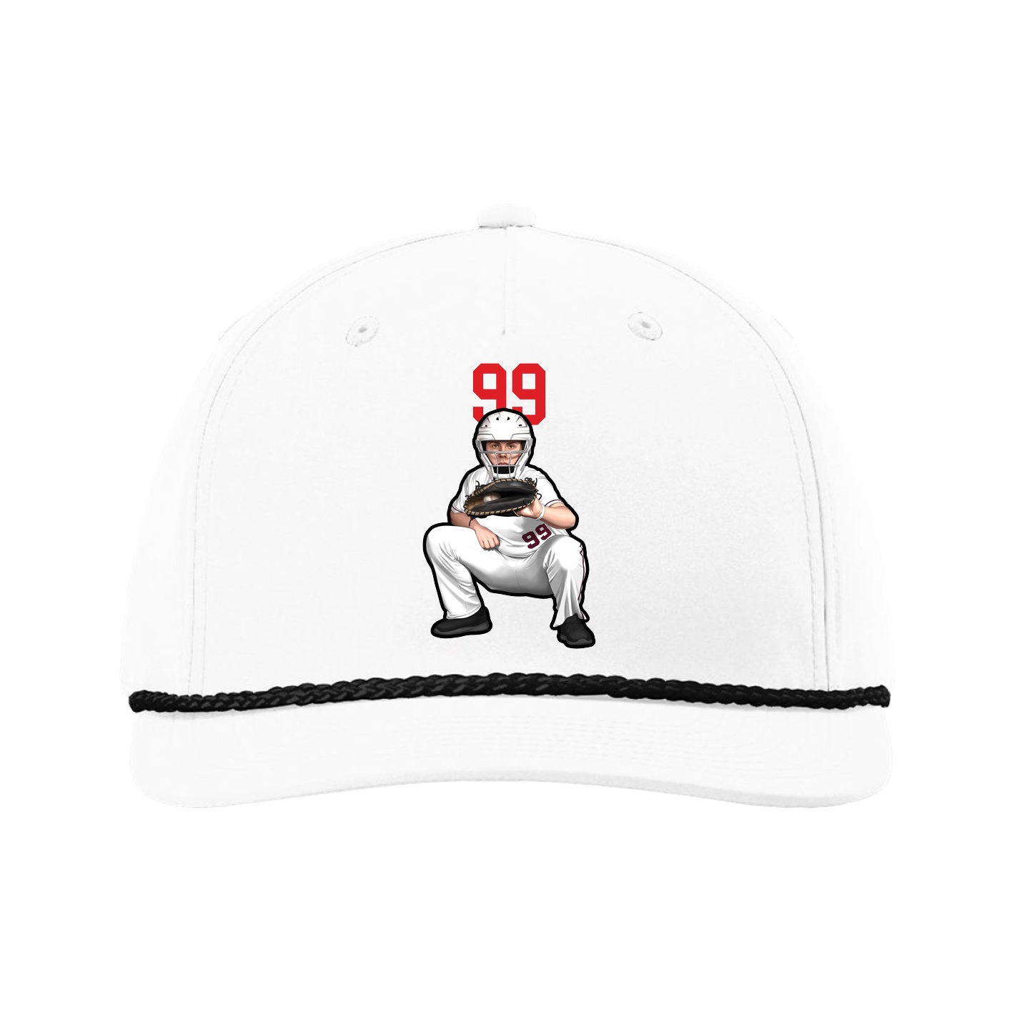 Five-Panel Classic Rope Cap — Number Top in White