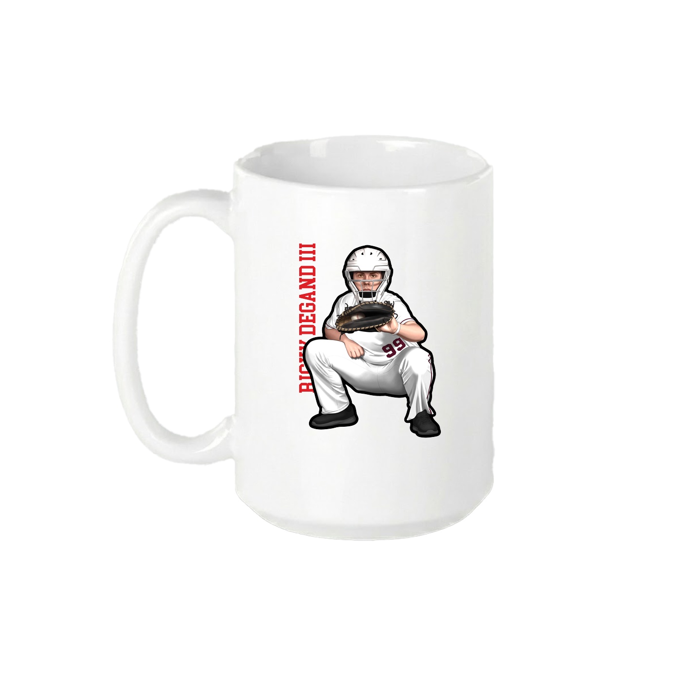 15oz Coffee Mug — Name Vertical in White