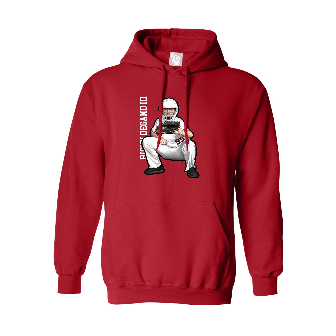 Youth Hoodie — Name Vertical in Red