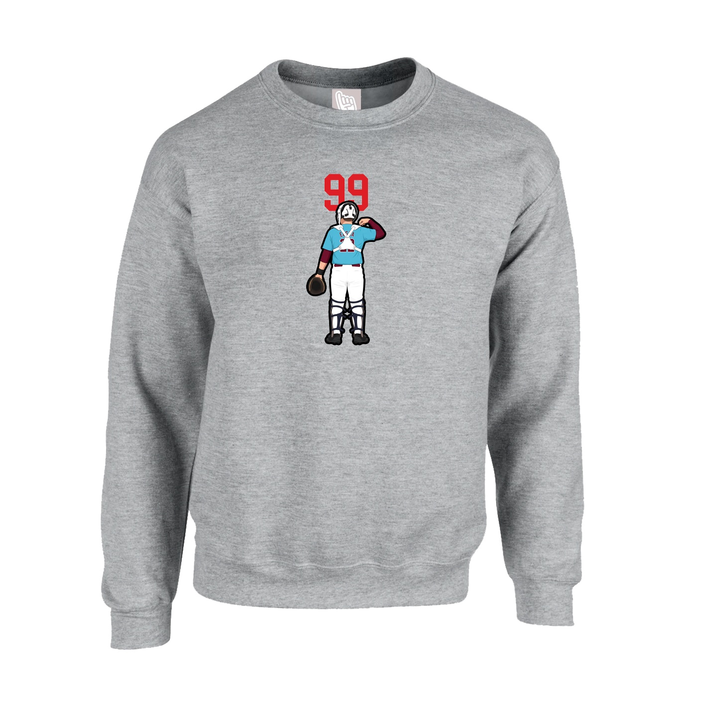 Fleece Crew — Number Top in Grey