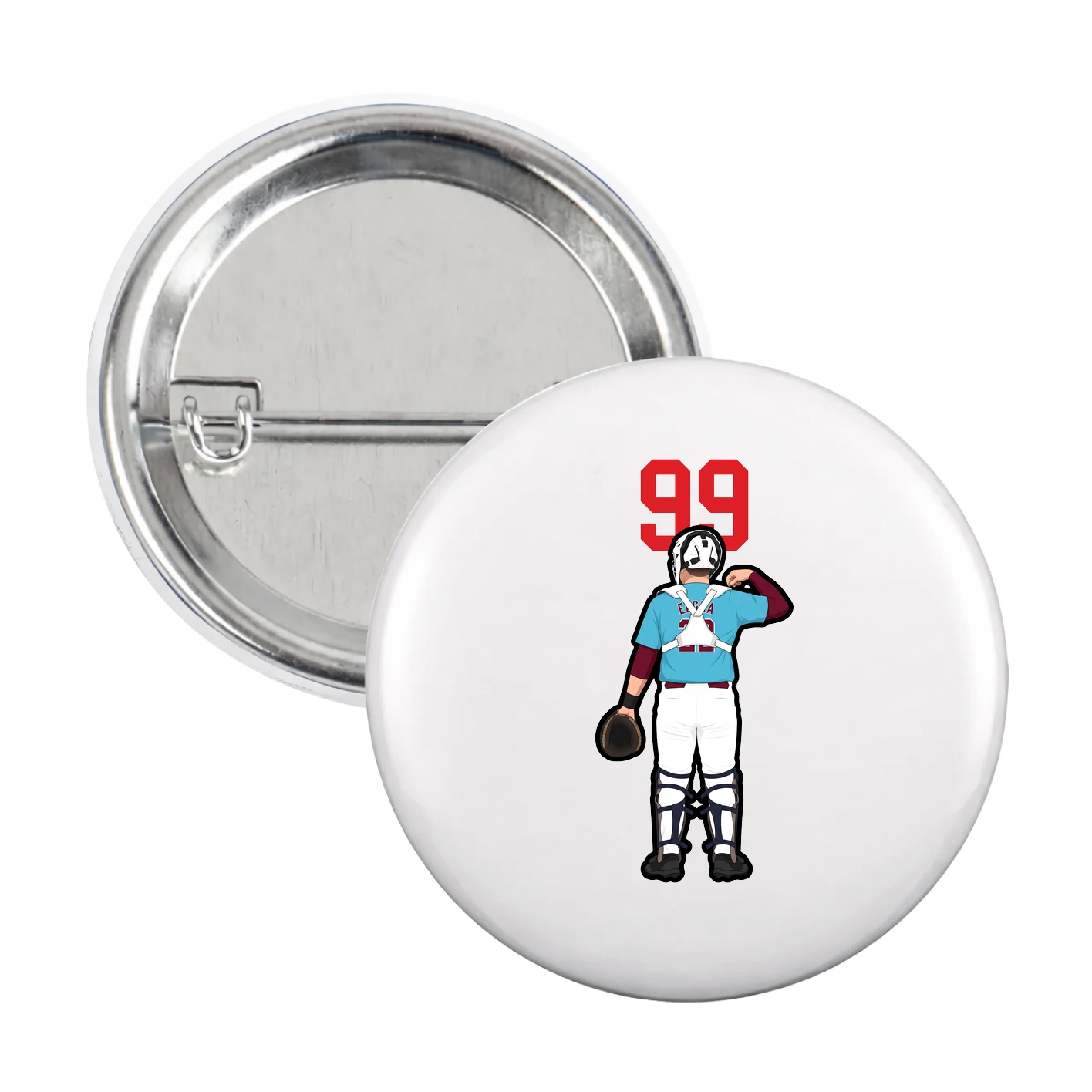 Game Day Button — Number Top in White