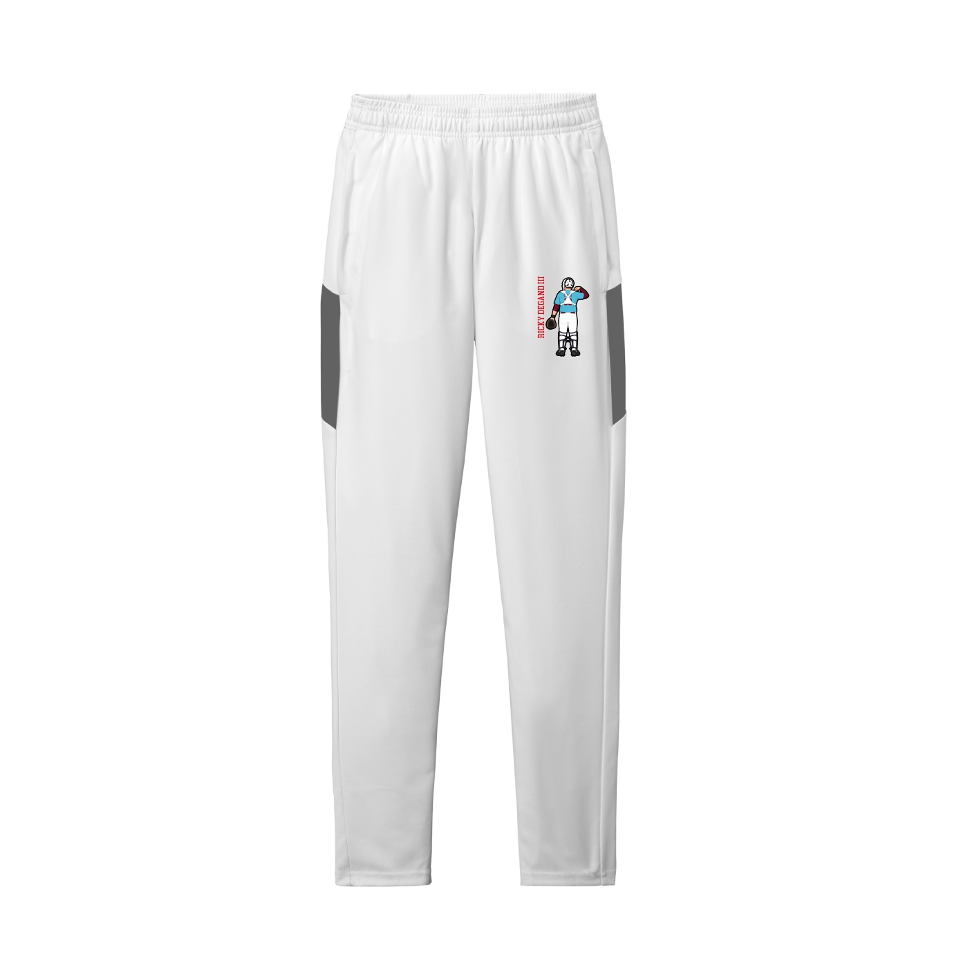 Team Travel Pant — Name Vertical in White/Grey