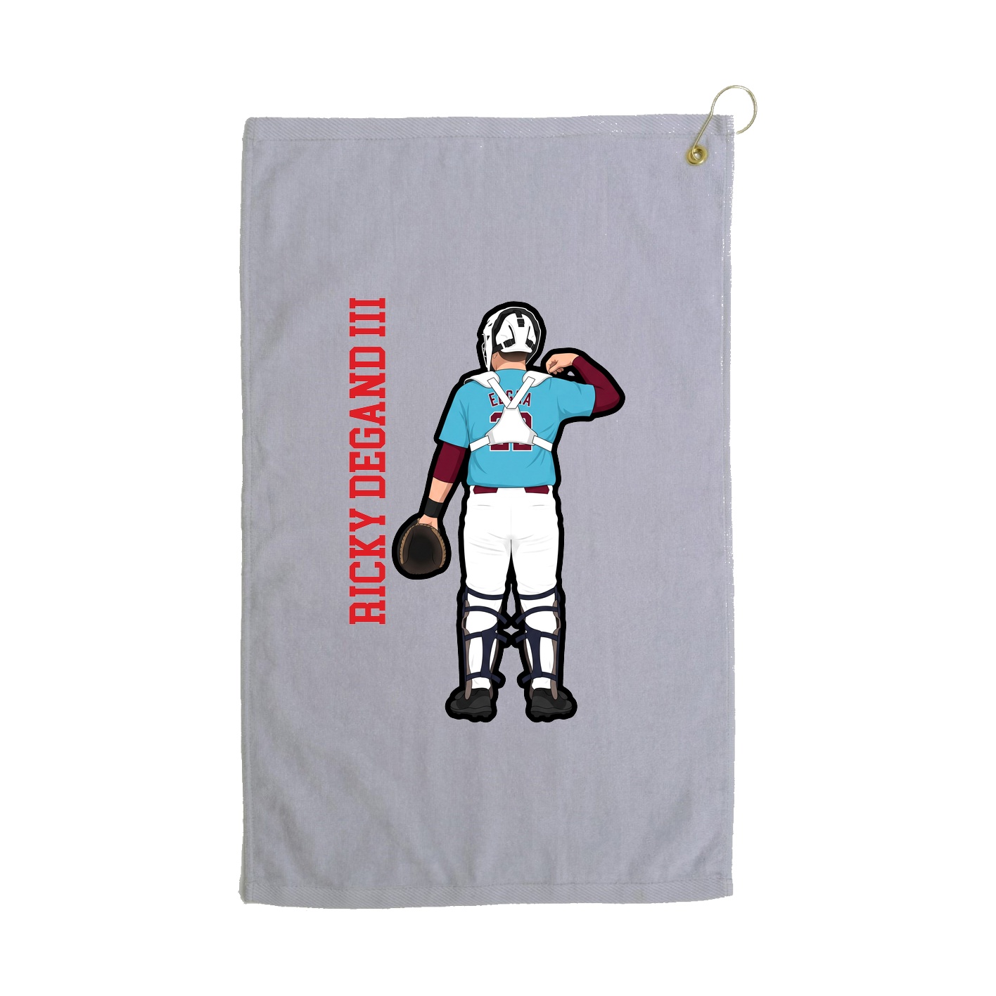 Golf Towel — Name Vertical in Grey