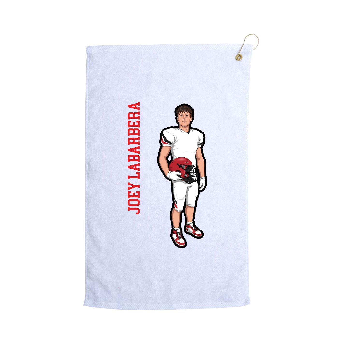 Golf Towel — Name Vertical in White