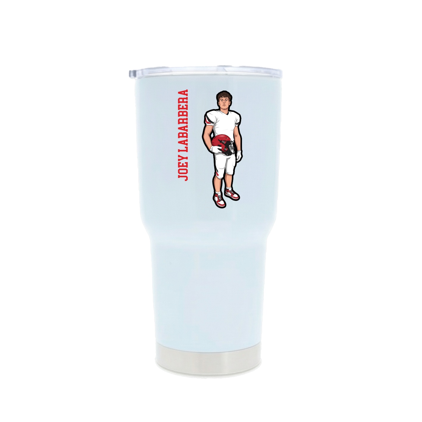 30oz Stainless Steel Tumbler — Name Vertical in White