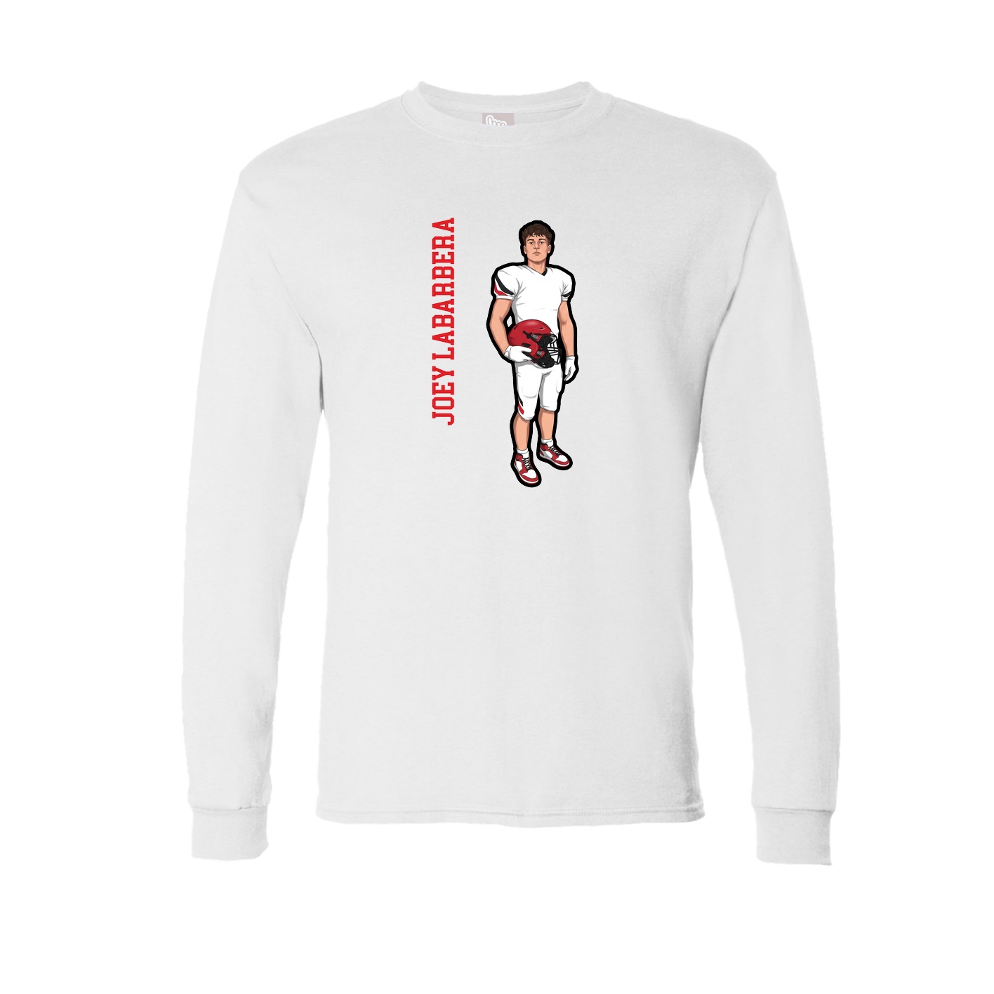 Long Sleeve Tee — Name Vertical in White