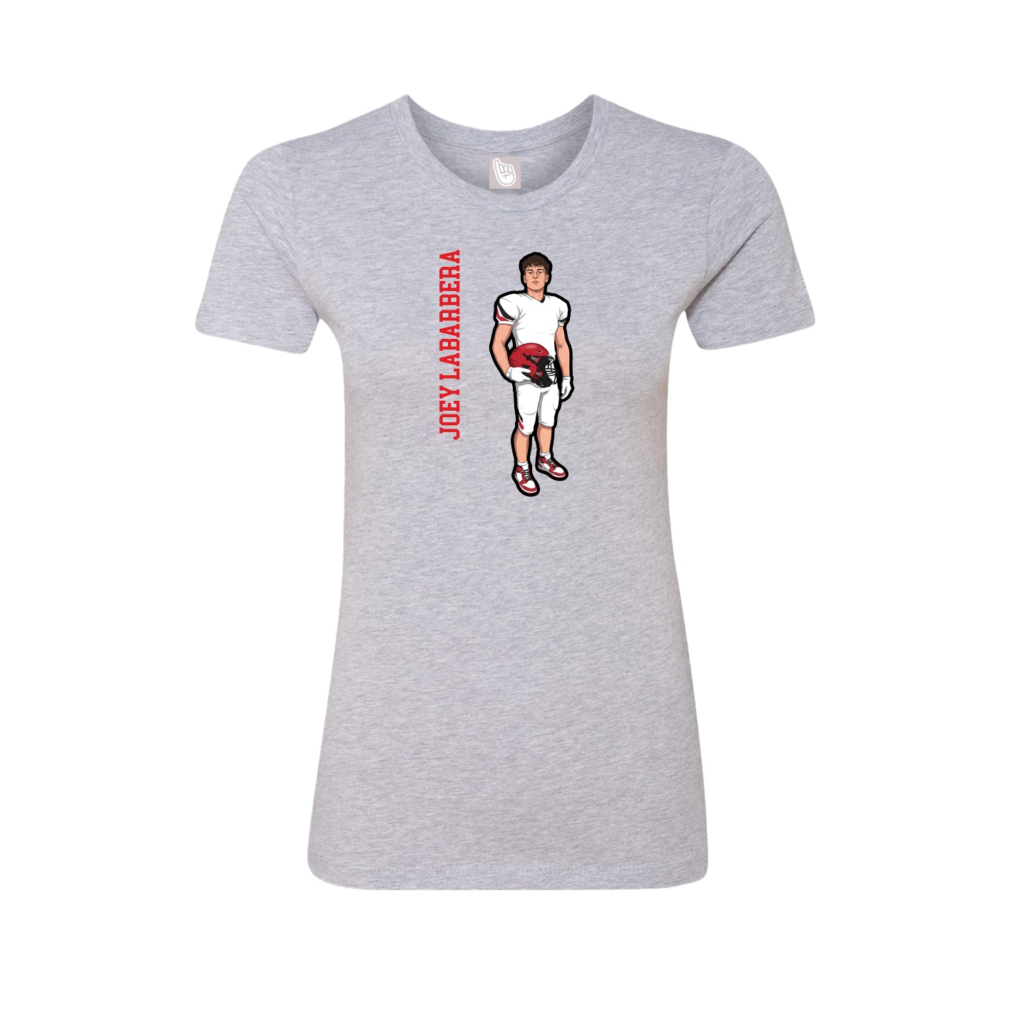 Fitted Women's Tee — Name Vertical in Grey
