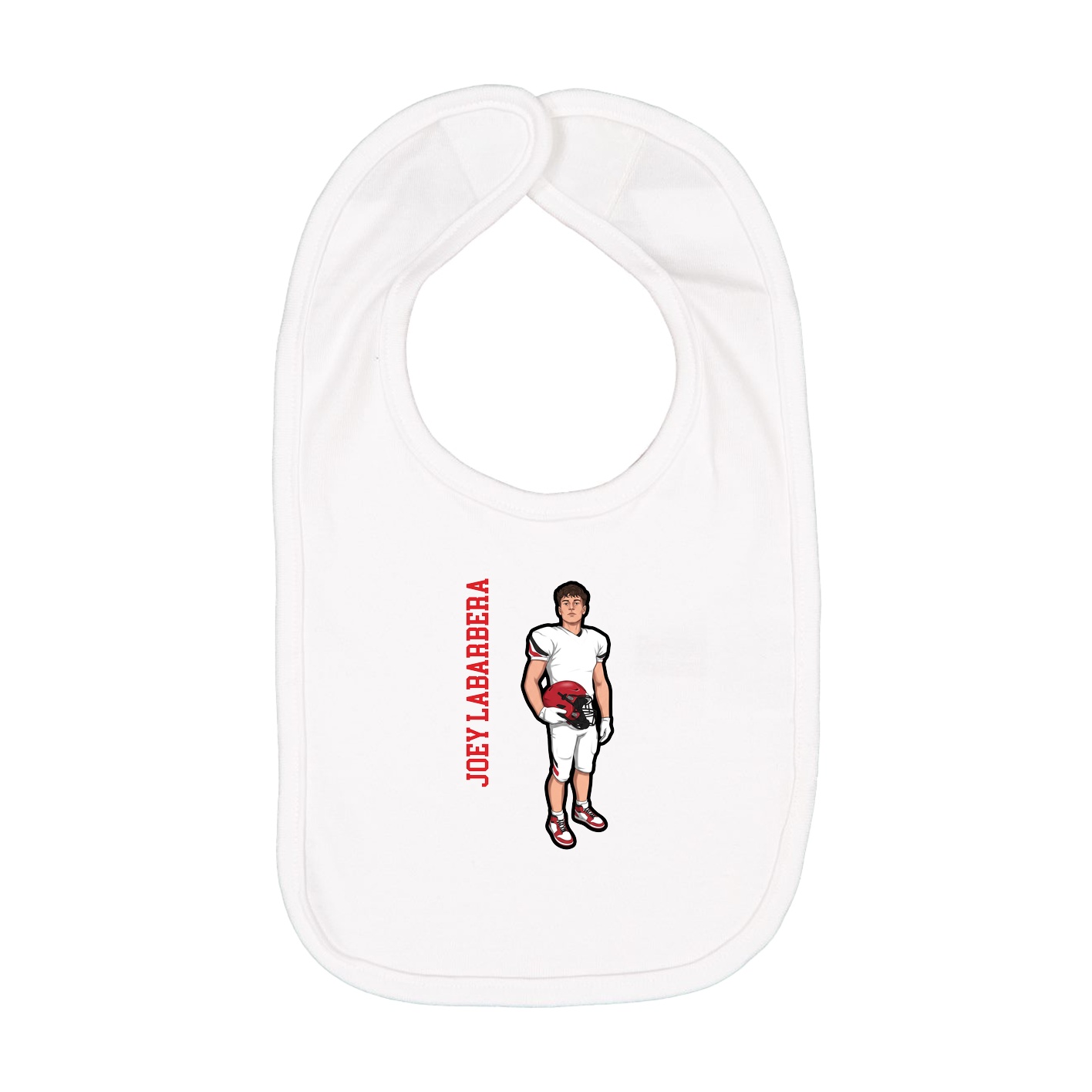 Infant Bib — Name Vertical in White