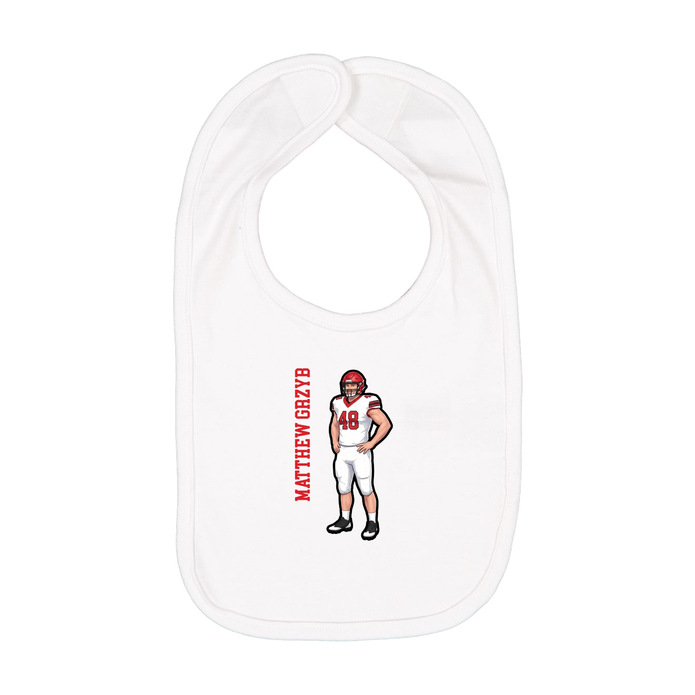 Infant Bib — Name Vertical in White