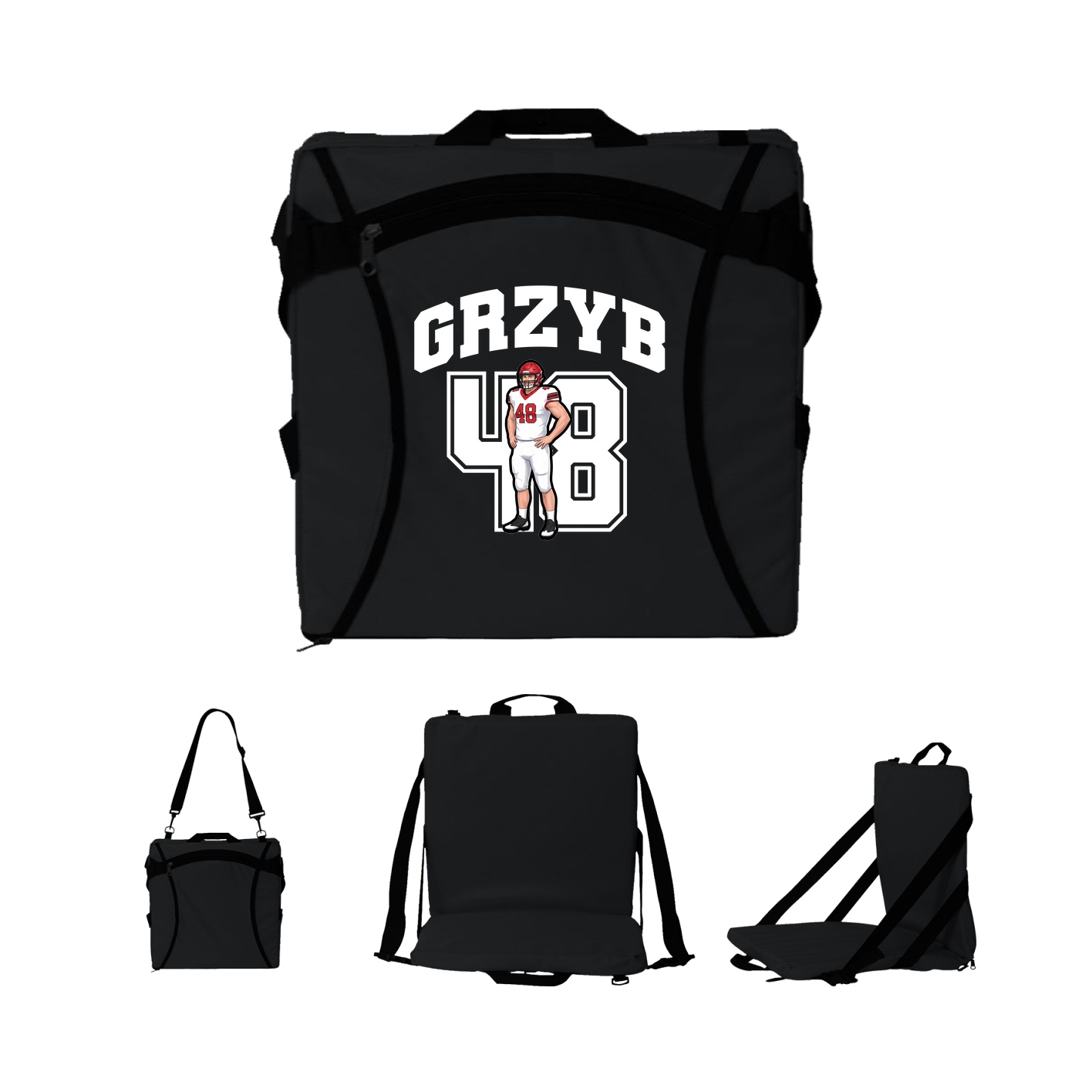Folding Stadium Seat — Number in Black