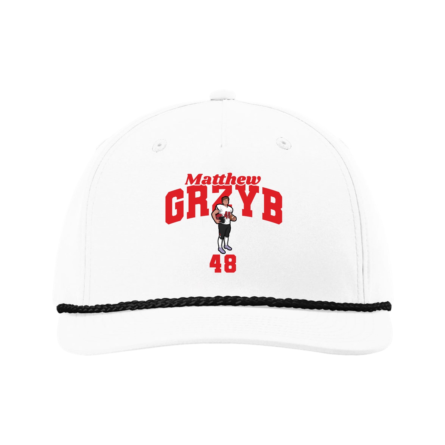 Five-Panel Classic Rope Cap — Signature Arch in White