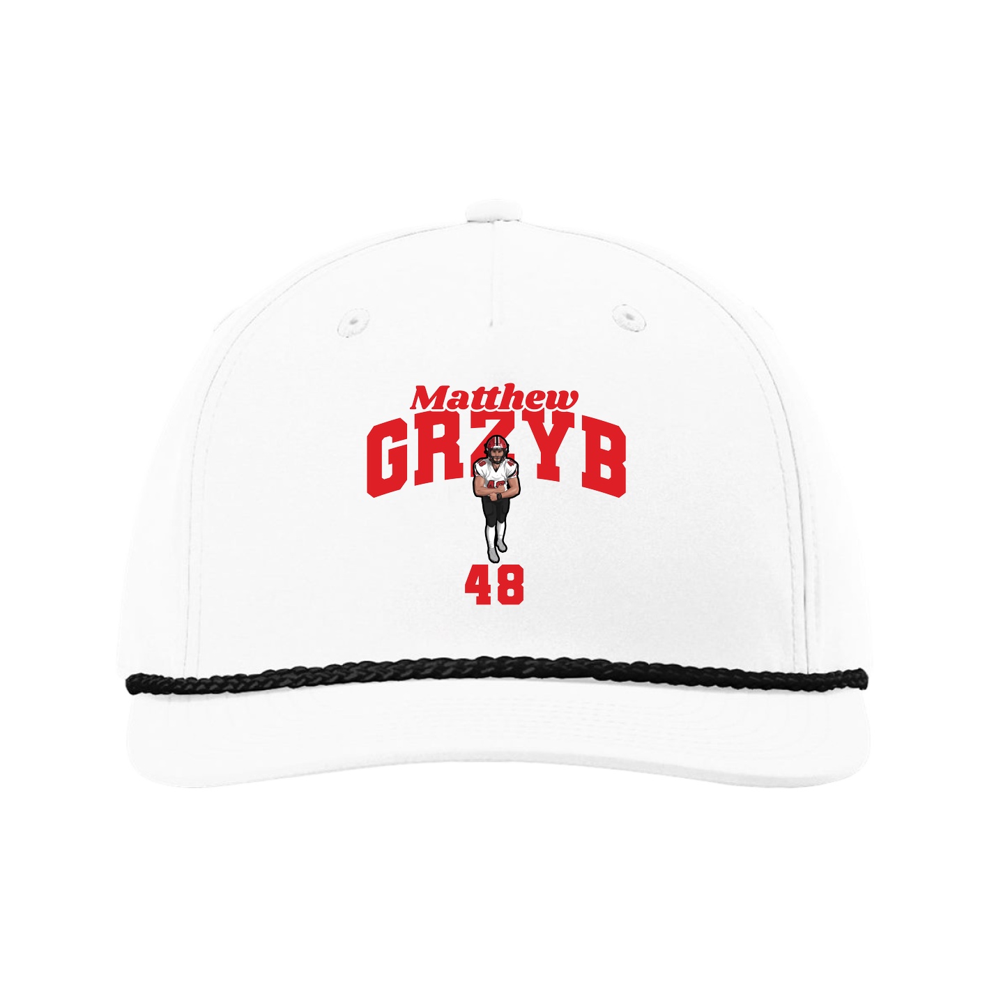 Five-Panel Classic Rope Cap — Signature Arch in White