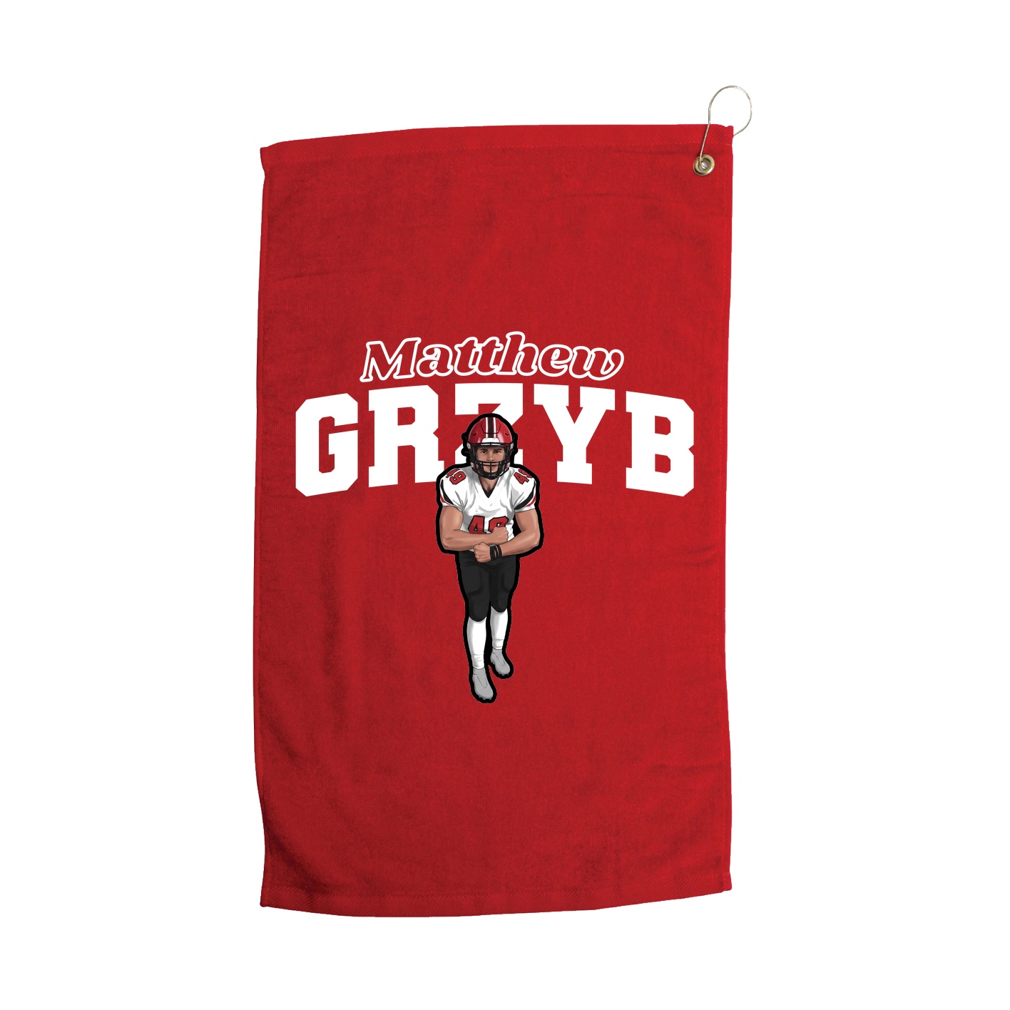 Golf Towel — Name Arch in Red