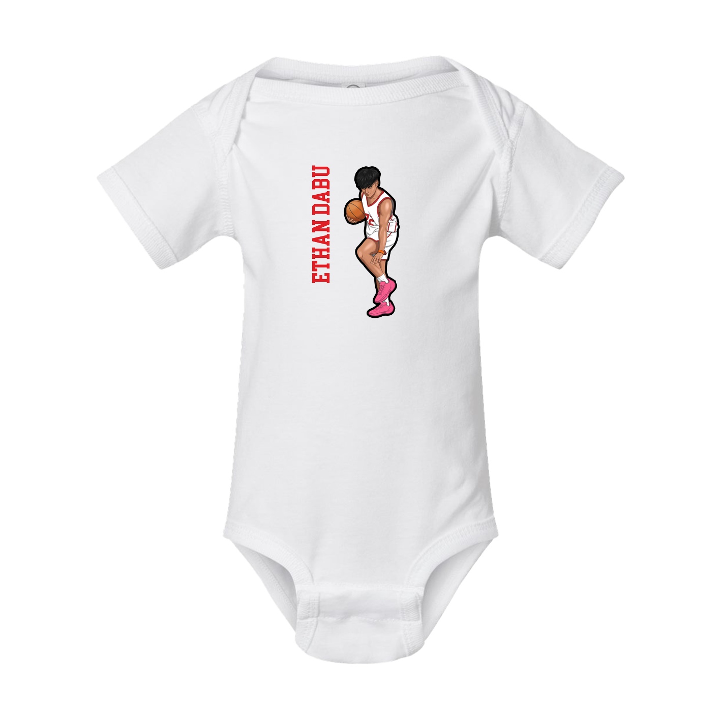 Baby Onesie — Name Vertical in White