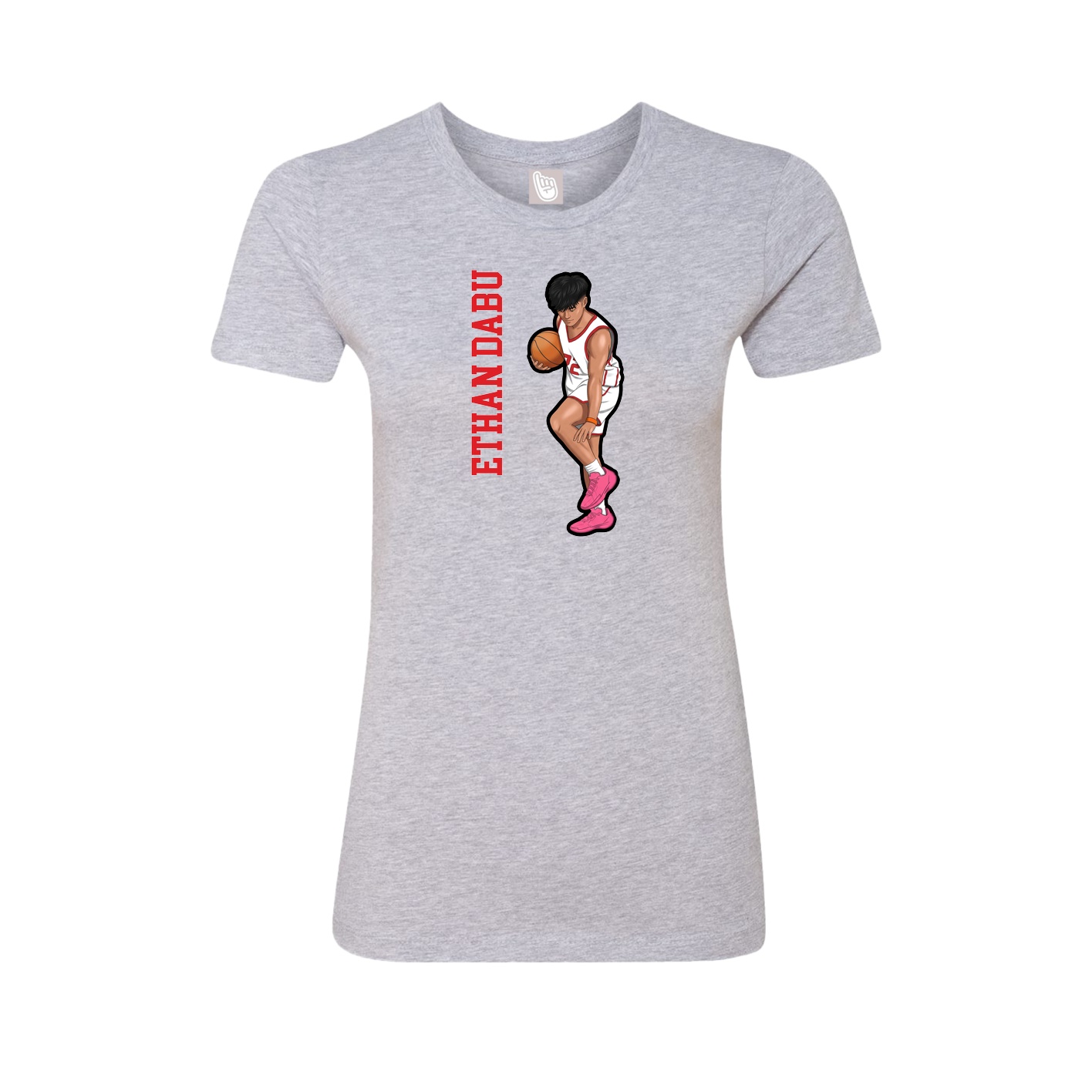 Fitted Women's Tee — Name Vertical in Grey
