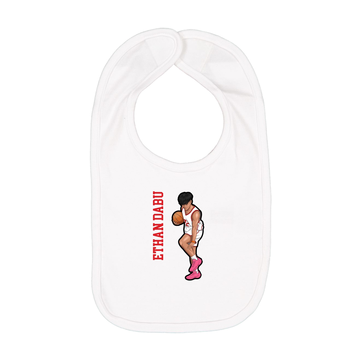 Infant Bib — Name Vertical in White