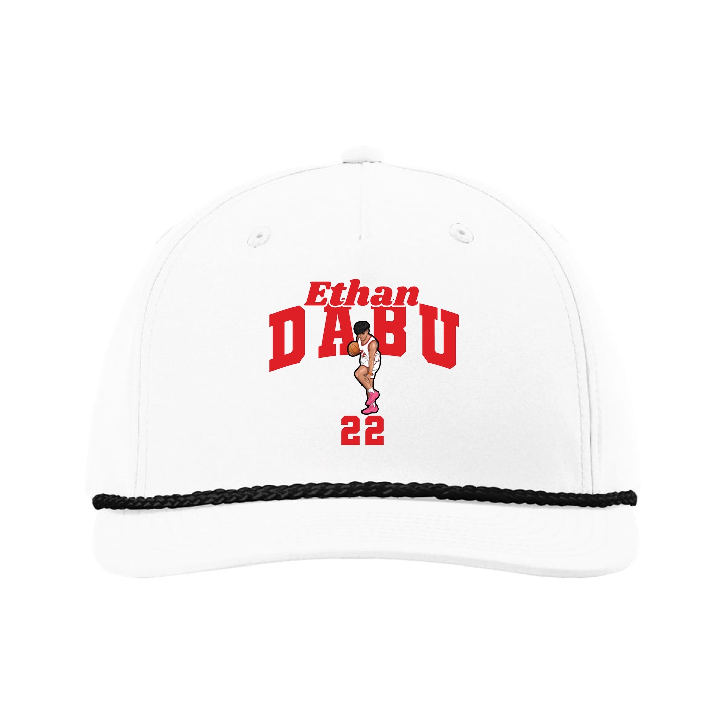 Five-Panel Classic Rope Cap — Signature Arch in White