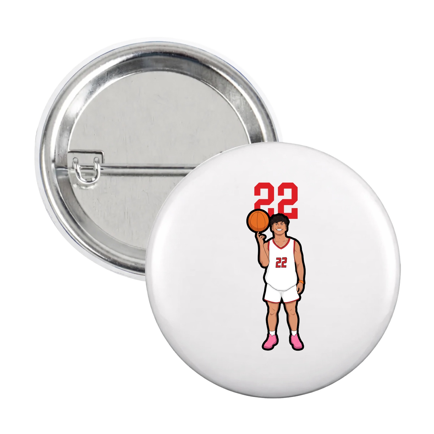 Game Day Button — Number Top in White