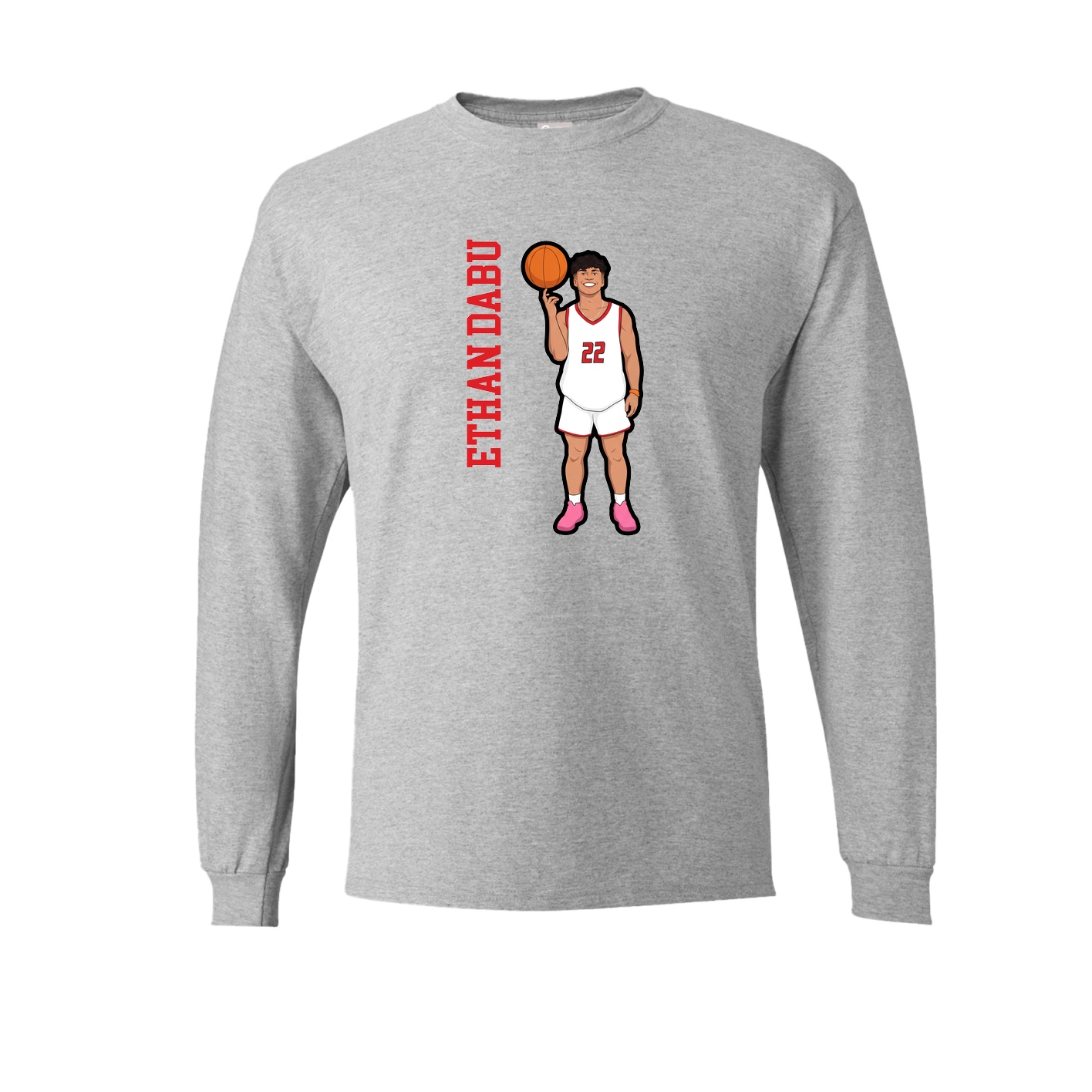 Long Sleeve Tee — Name Vertical in Grey