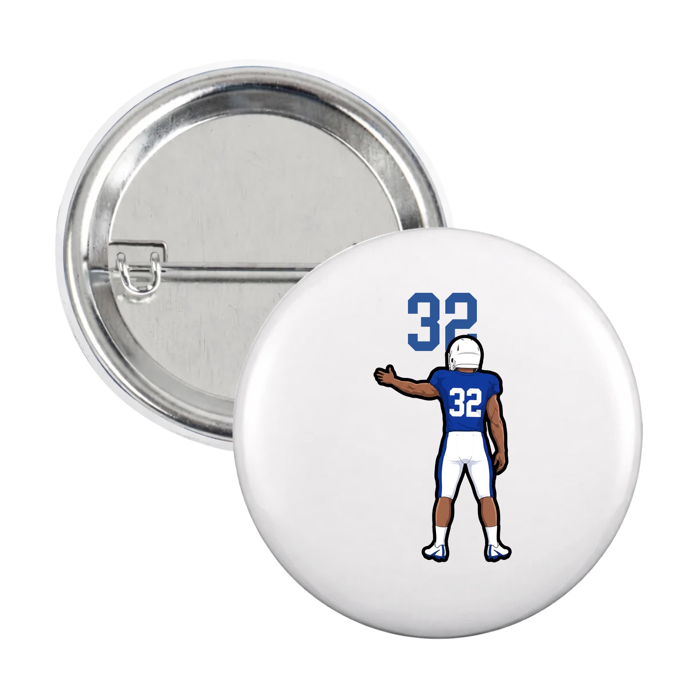 Game Day Button — Number Top in White