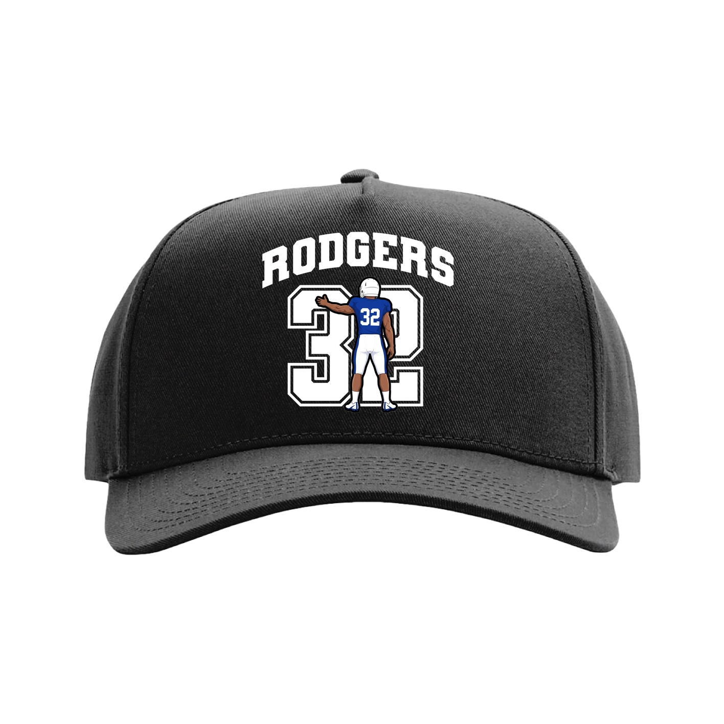 Full Fabric Five-Panel Champ Cap — Number in Black