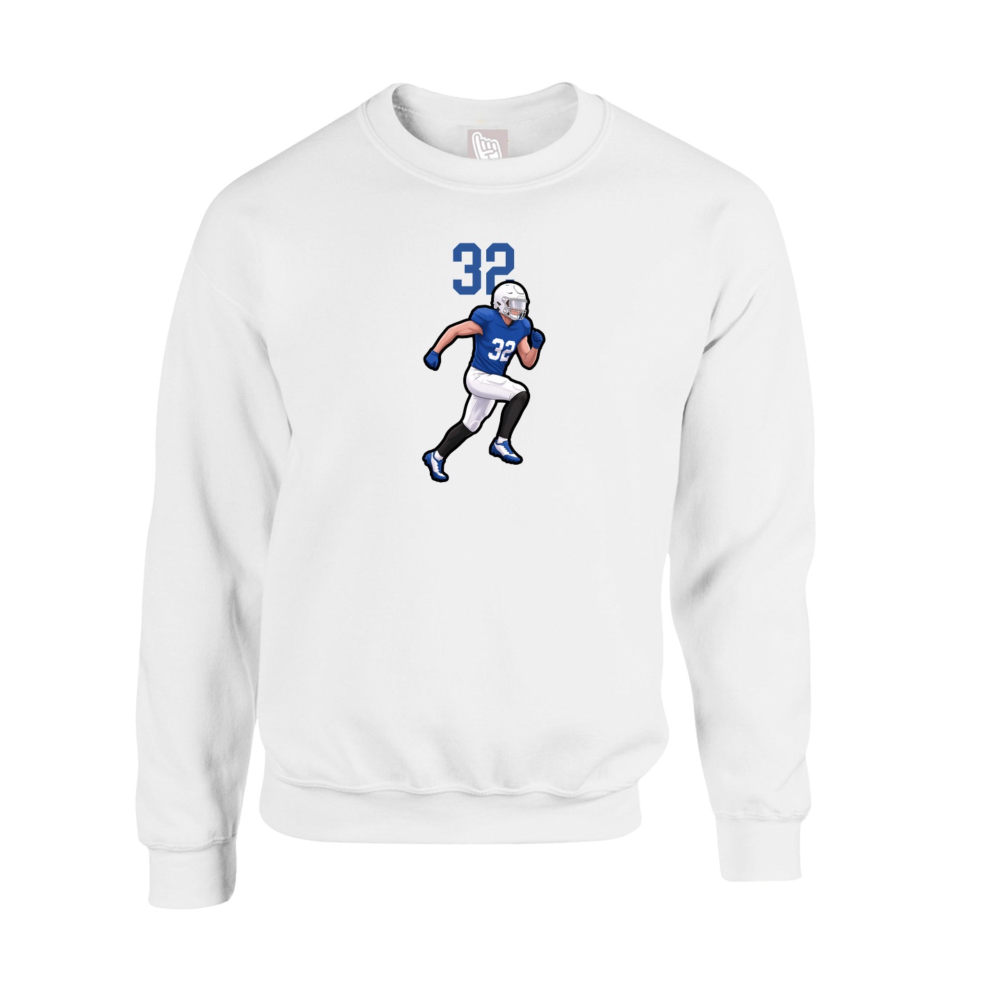 Fleece Crew — Number Top in White