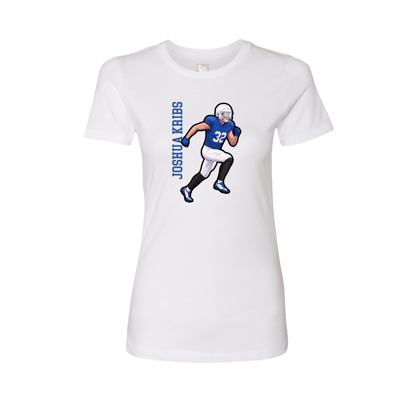 Fitted Women's Tee — Name Vertical in White